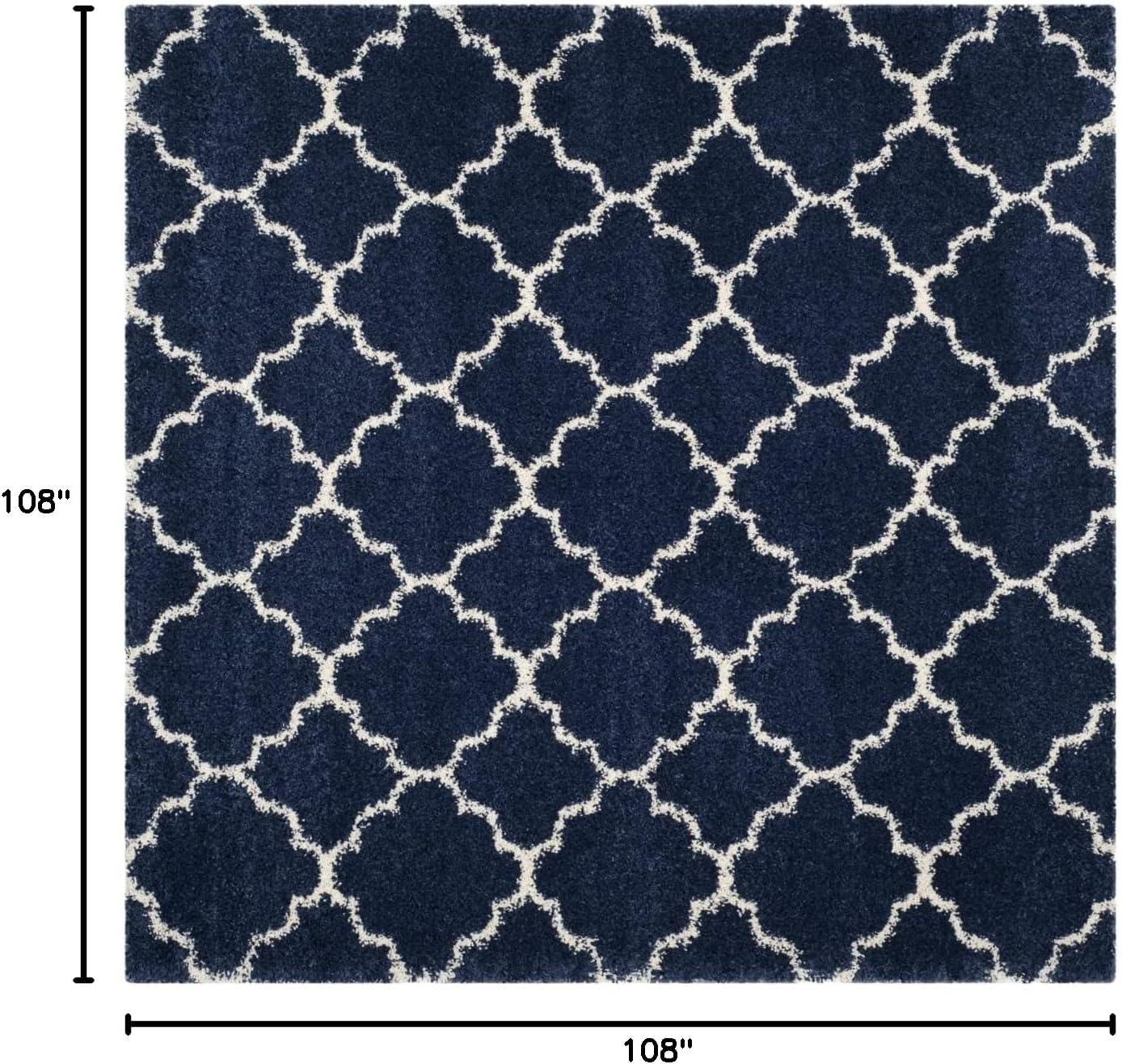 image:imageSAFAVIEH Hudson Shag Collection Area Rug 53 x 76 Grey amp Ivory Moroccan Trellis Design NonShedding amp Easy Care 2inch Thick Ideal for High Traffic Areas in Living Room Bedroom SGH282BNavyIvory