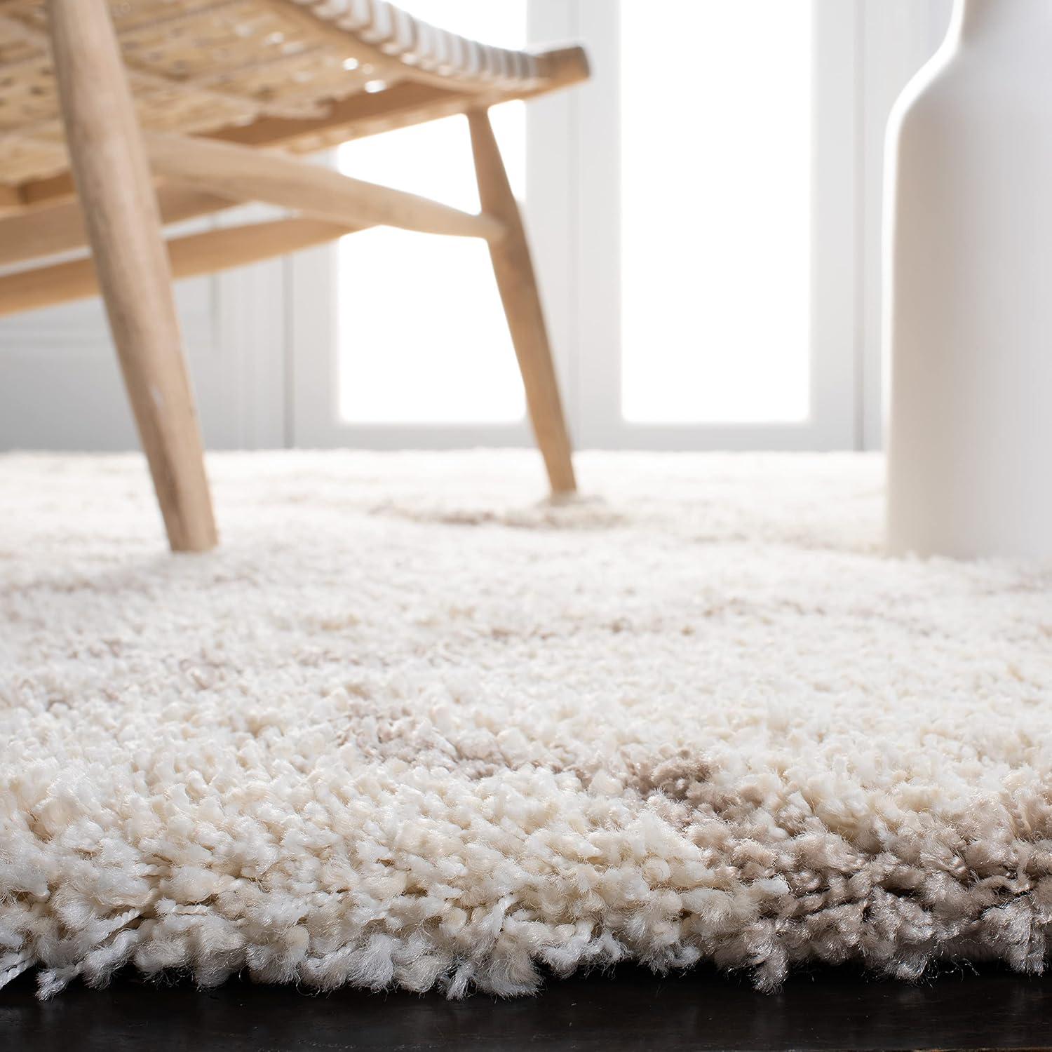 image:imageSAFAVIEH Hudson Shag Collection Area Rug 53 x 76 Grey amp Ivory Moroccan Trellis Design NonShedding amp Easy Care 2inch Thick Ideal for High Traffic Areas in Living Room Bedroom SGH282BIvoryBeige