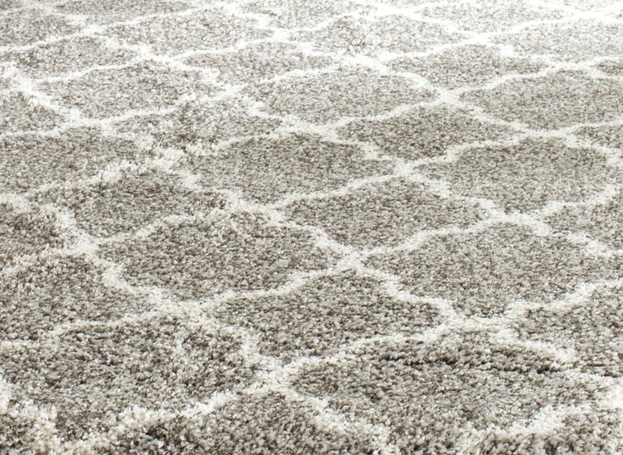 image:imageSAFAVIEH Hudson Shag Collection Area Rug 53 x 76 Grey amp Ivory Moroccan Trellis Design NonShedding amp Easy Care 2inch Thick Ideal for High Traffic Areas in Living Room Bedroom SGH282BGreyIvory
