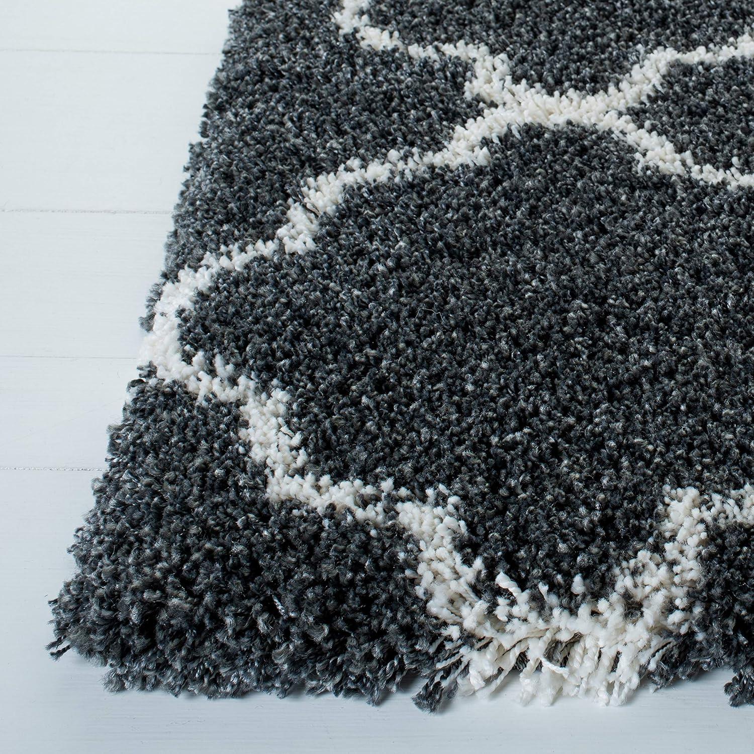 image:imageSAFAVIEH Hudson Shag Collection Area Rug 53 x 76 Grey amp Ivory Moroccan Trellis Design NonShedding amp Easy Care 2inch Thick Ideal for High Traffic Areas in Living Room Bedroom SGH282BDark GreyIvory