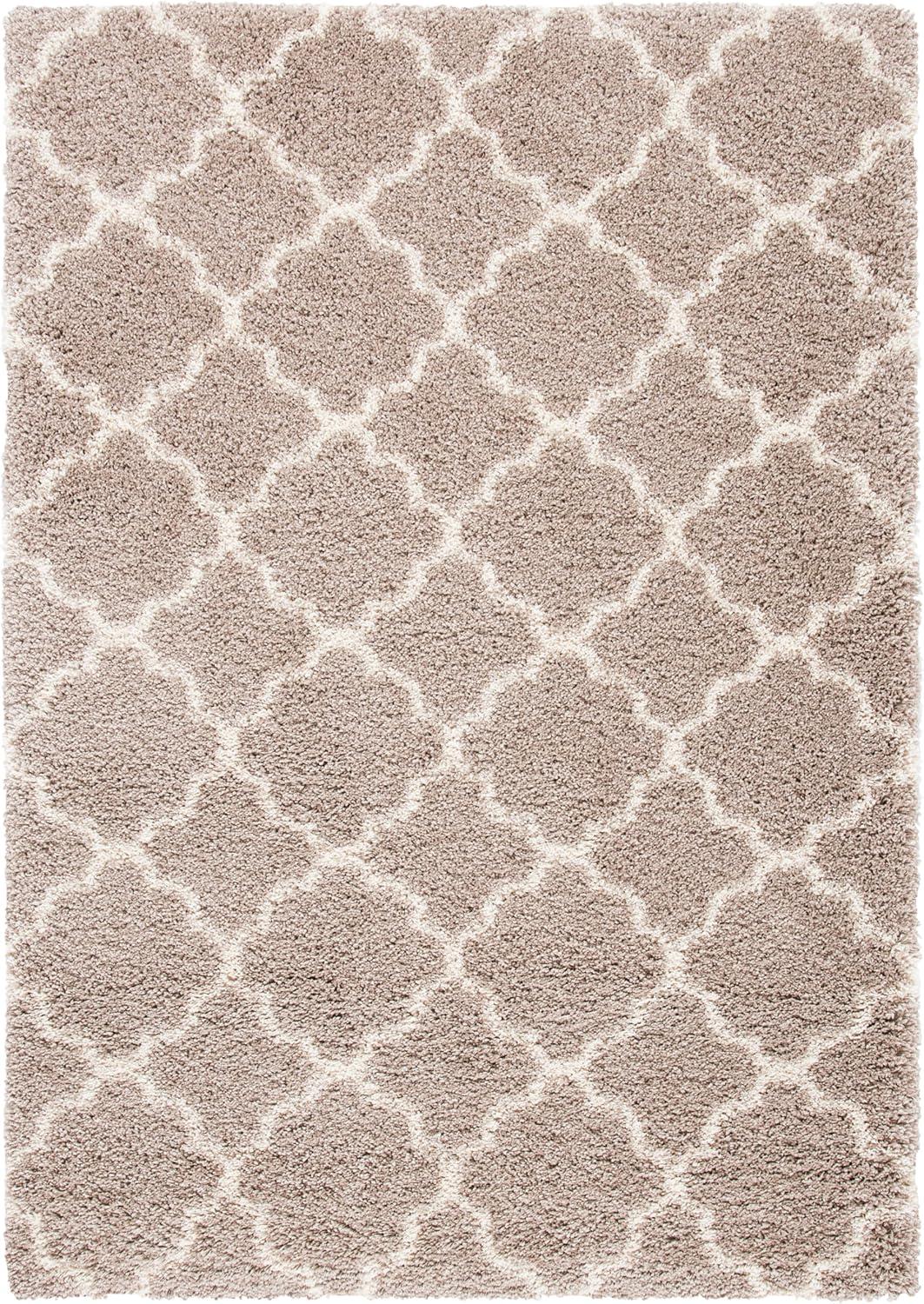 image:imageSAFAVIEH Hudson Shag Collection Area Rug 53 x 76 Grey amp Ivory Moroccan Trellis Design NonShedding amp Easy Care 2inch Thick Ideal for High Traffic Areas in Living Room Bedroom SGH282BBeigeIvory