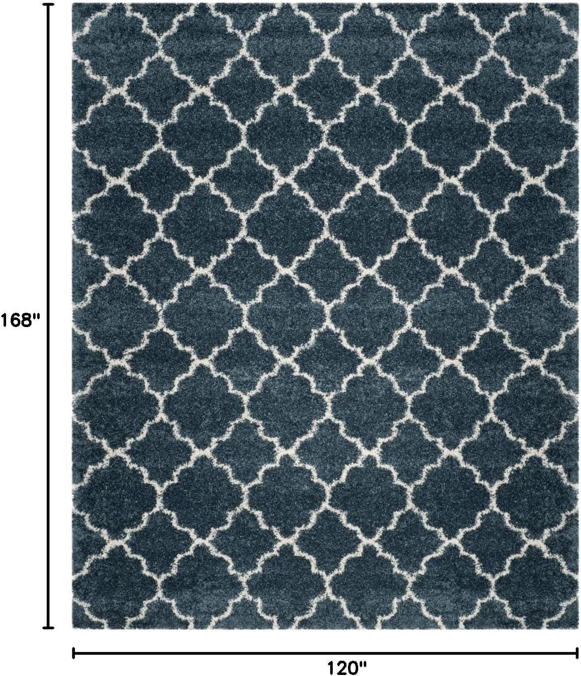 image:imageSAFAVIEH Hudson Shag Collection Area Rug 53 x 76 Grey amp Ivory Moroccan Trellis Design NonShedding amp Easy Care 2inch Thick Ideal for High Traffic Areas in Living Room Bedroom SGH282BSlate BlueIvory