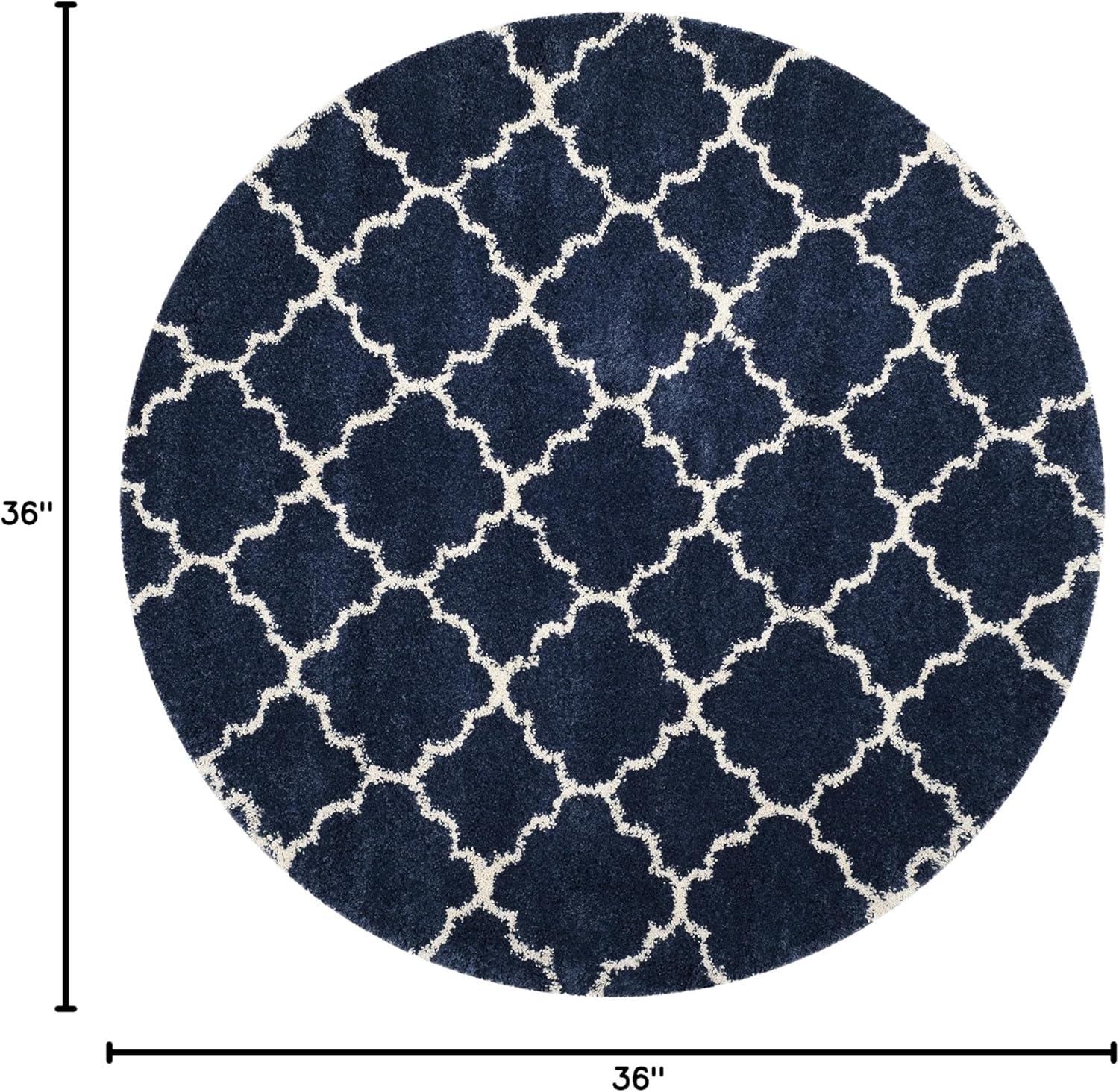 image:imageSAFAVIEH Hudson Shag Collection Area Rug 53 x 76 Grey amp Ivory Moroccan Trellis Design NonShedding amp Easy Care 2inch Thick Ideal for High Traffic Areas in Living Room Bedroom SGH282BNavyIvory