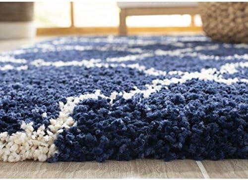 image:imageSAFAVIEH Hudson Shag Collection Area Rug 53 x 76 Grey amp Ivory Moroccan Trellis Design NonShedding amp Easy Care 2inch Thick Ideal for High Traffic Areas in Living Room Bedroom SGH282BNavyIvory