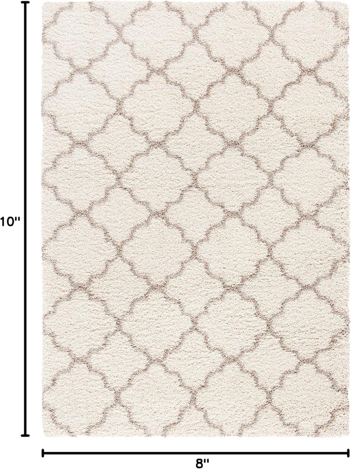 image:imageSAFAVIEH Hudson Shag Collection Area Rug 53 x 76 Grey amp Ivory Moroccan Trellis Design NonShedding amp Easy Care 2inch Thick Ideal for High Traffic Areas in Living Room Bedroom SGH282BIvoryBeige
