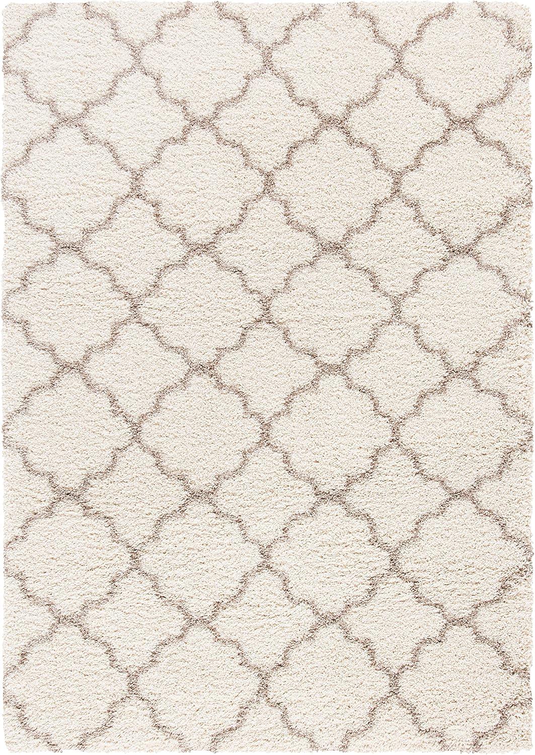 image:imageSAFAVIEH Hudson Shag Collection Area Rug 53 x 76 Grey amp Ivory Moroccan Trellis Design NonShedding amp Easy Care 2inch Thick Ideal for High Traffic Areas in Living Room Bedroom SGH282BIvoryBeige