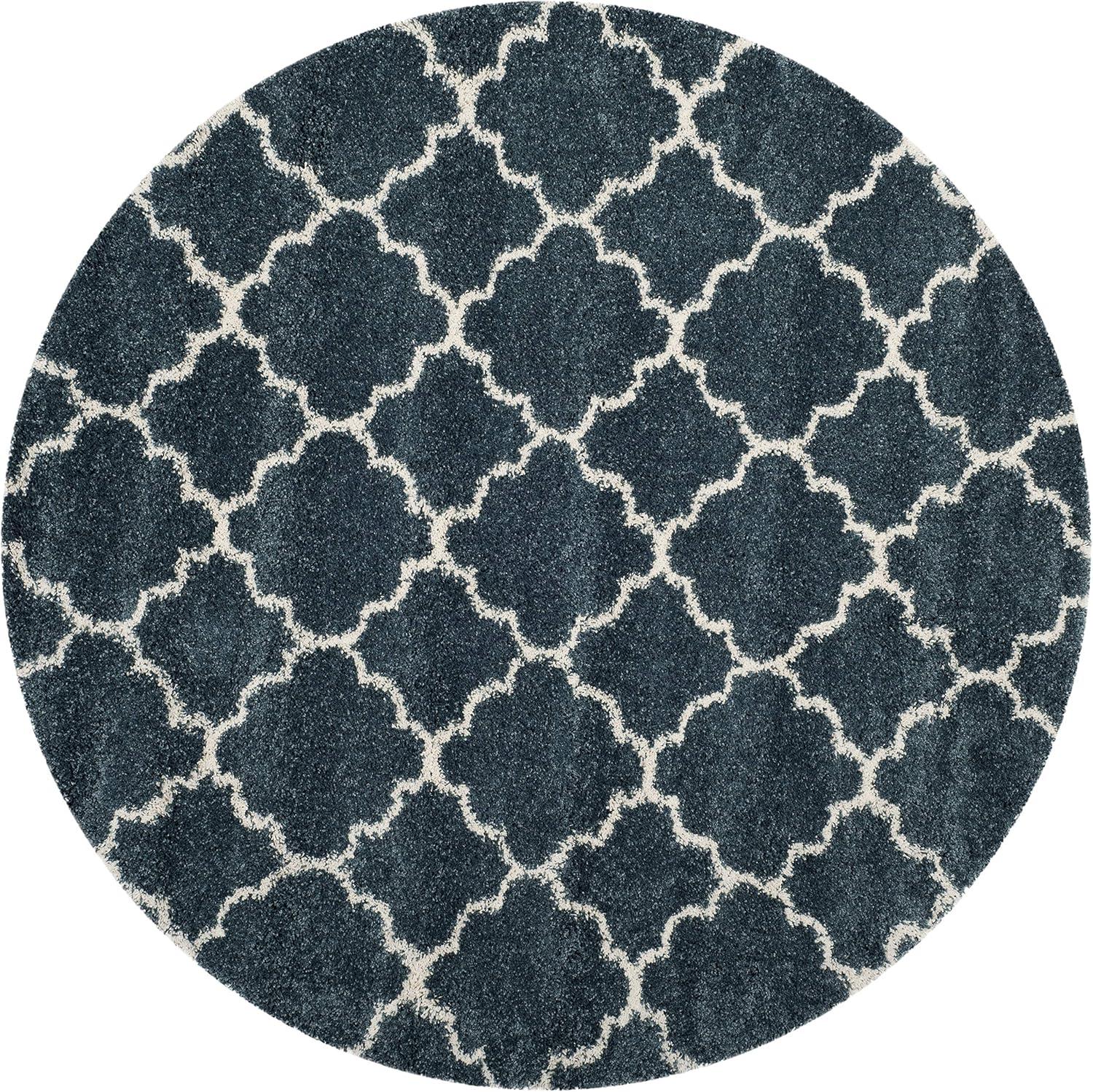 image:imageSAFAVIEH Hudson Shag Collection Area Rug 53 x 76 Grey amp Ivory Moroccan Trellis Design NonShedding amp Easy Care 2inch Thick Ideal for High Traffic Areas in Living Room Bedroom SGH282BSlate BlueIvory