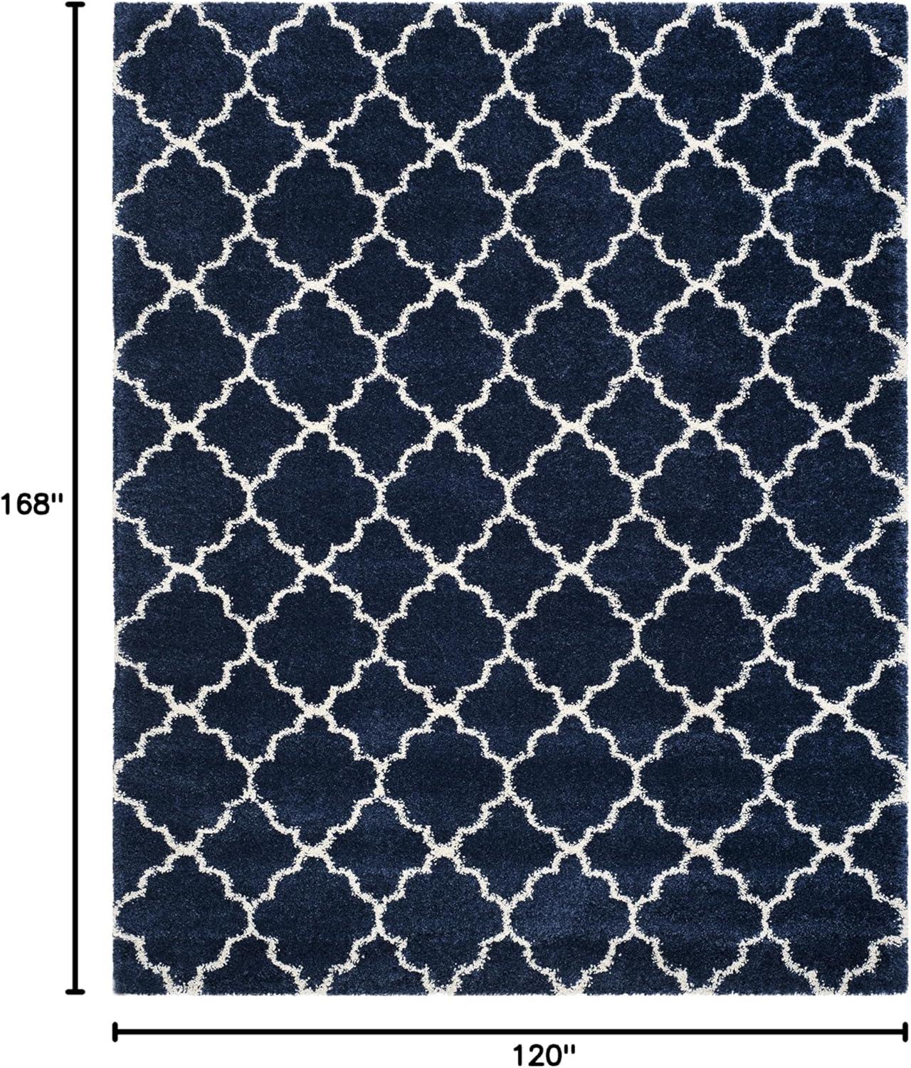 image:imageSAFAVIEH Hudson Shag Collection Area Rug 53 x 76 Grey amp Ivory Moroccan Trellis Design NonShedding amp Easy Care 2inch Thick Ideal for High Traffic Areas in Living Room Bedroom SGH282BNavyIvory