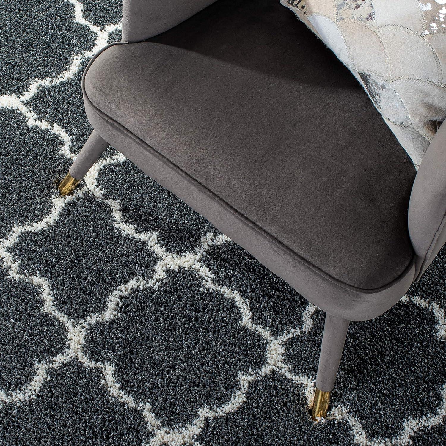 image:imageSAFAVIEH Hudson Shag Collection Area Rug 53 x 76 Grey amp Ivory Moroccan Trellis Design NonShedding amp Easy Care 2inch Thick Ideal for High Traffic Areas in Living Room Bedroom SGH282BDark GreyIvory