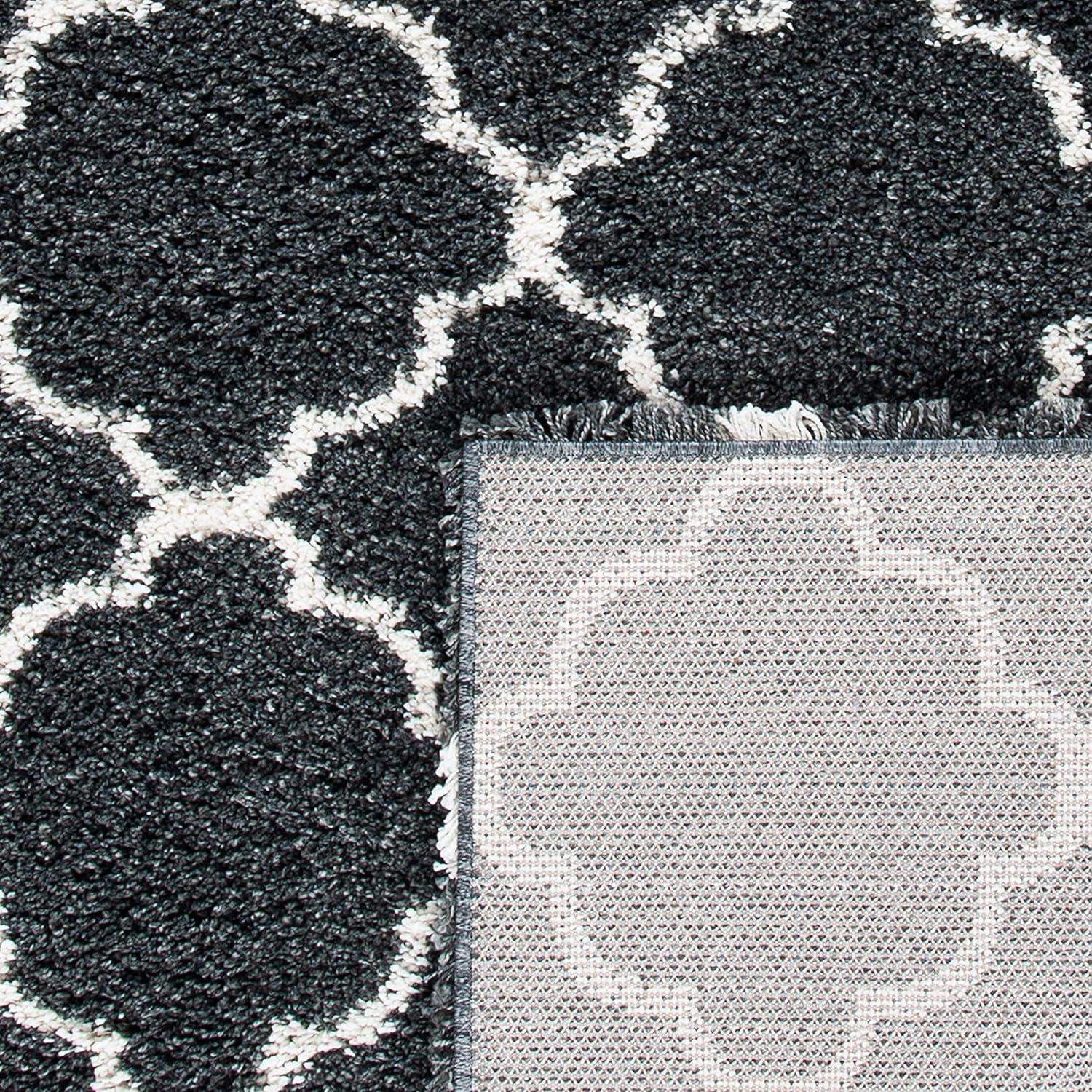 image:imageSAFAVIEH Hudson Shag Collection Area Rug 53 x 76 Grey amp Ivory Moroccan Trellis Design NonShedding amp Easy Care 2inch Thick Ideal for High Traffic Areas in Living Room Bedroom SGH282BDark GreyIvory