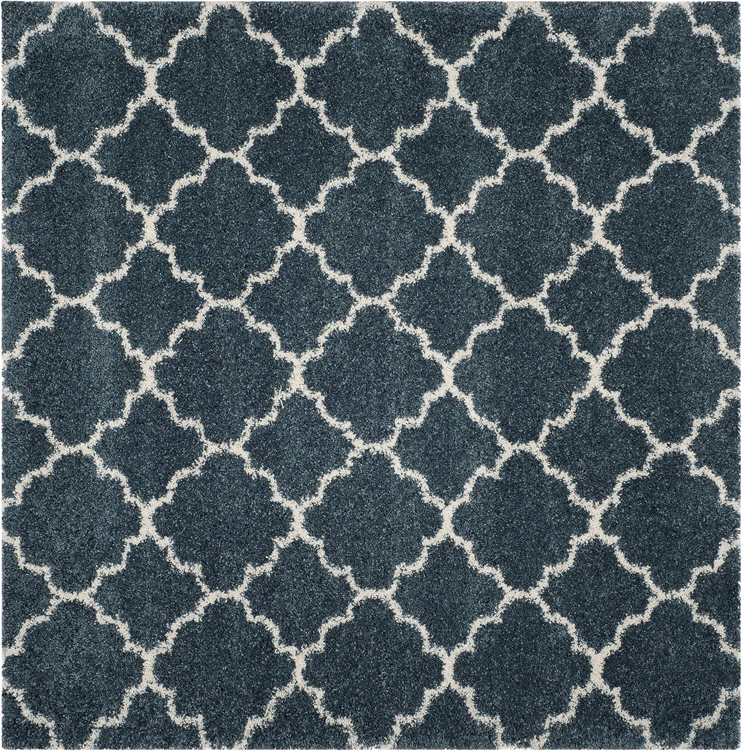image:imageSAFAVIEH Hudson Shag Collection Area Rug 53 x 76 Grey amp Ivory Moroccan Trellis Design NonShedding amp Easy Care 2inch Thick Ideal for High Traffic Areas in Living Room Bedroom SGH282BSlate BlueIvory