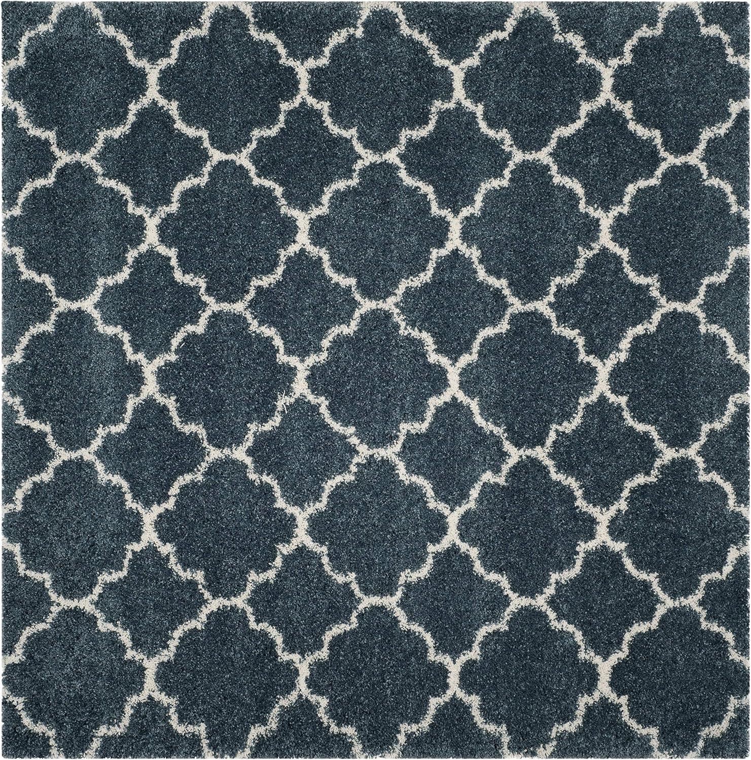 image:imageSAFAVIEH Hudson Shag Collection Area Rug 53 x 76 Grey amp Ivory Moroccan Trellis Design NonShedding amp Easy Care 2inch Thick Ideal for High Traffic Areas in Living Room Bedroom SGH282BSlate BlueIvory