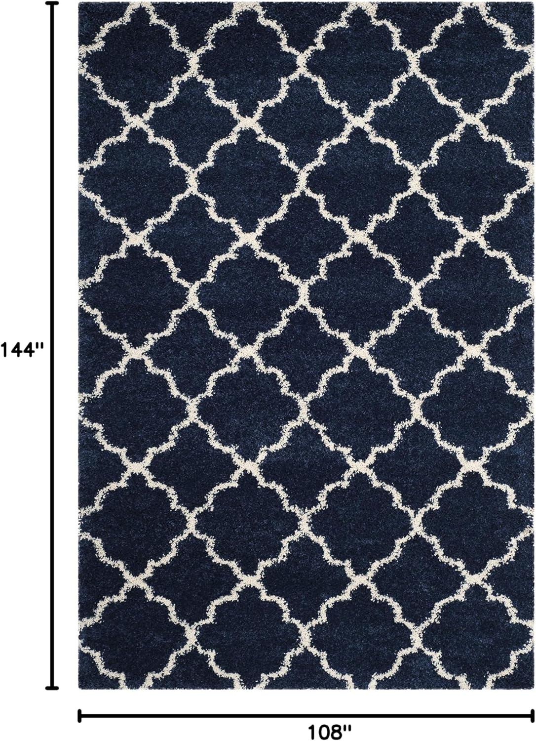 image:imageSAFAVIEH Hudson Shag Collection Area Rug 53 x 76 Grey amp Ivory Moroccan Trellis Design NonShedding amp Easy Care 2inch Thick Ideal for High Traffic Areas in Living Room Bedroom SGH282BNavyIvory