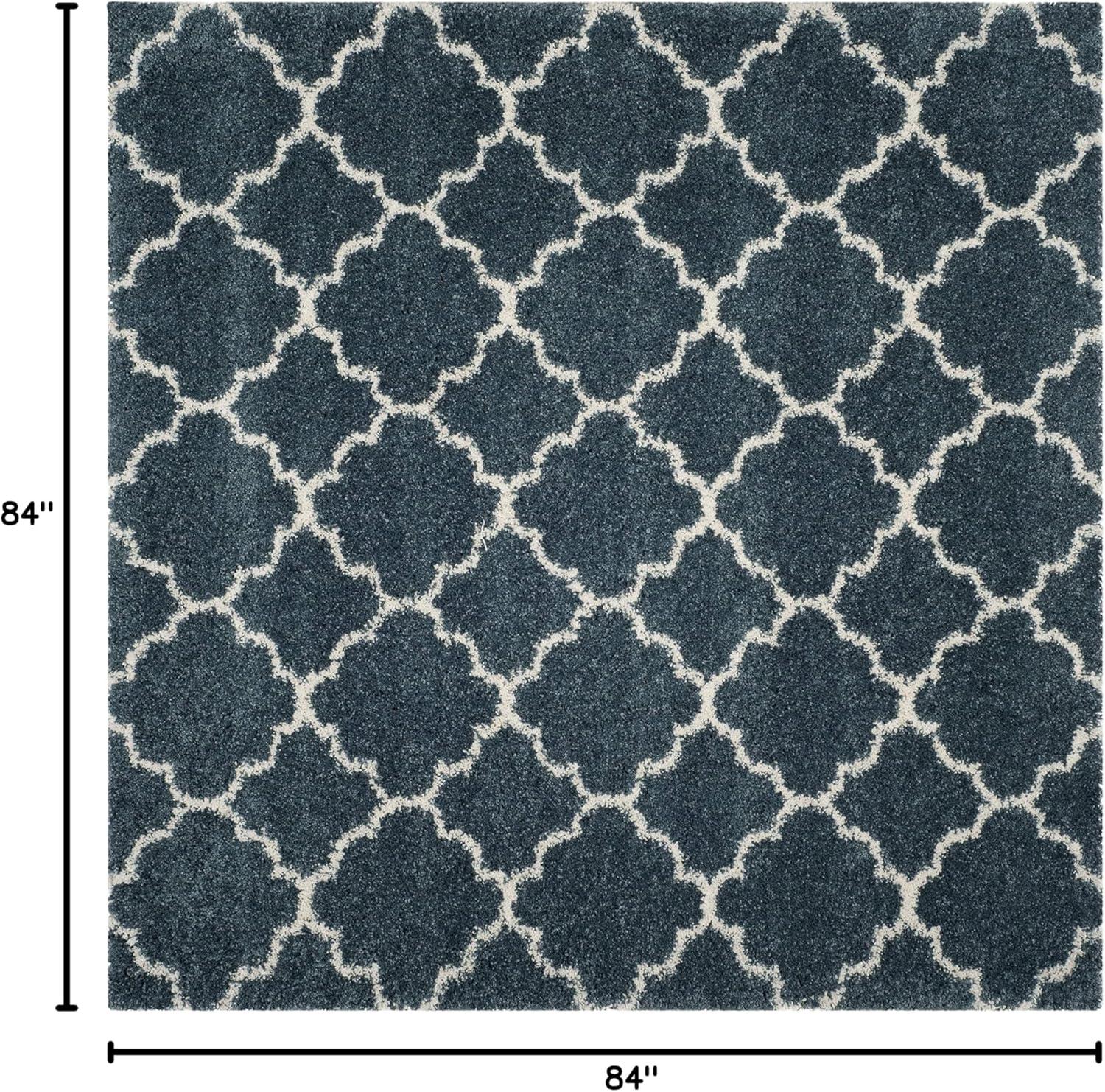 image:imageSAFAVIEH Hudson Shag Collection Area Rug 53 x 76 Grey amp Ivory Moroccan Trellis Design NonShedding amp Easy Care 2inch Thick Ideal for High Traffic Areas in Living Room Bedroom SGH282BSlate BlueIvory