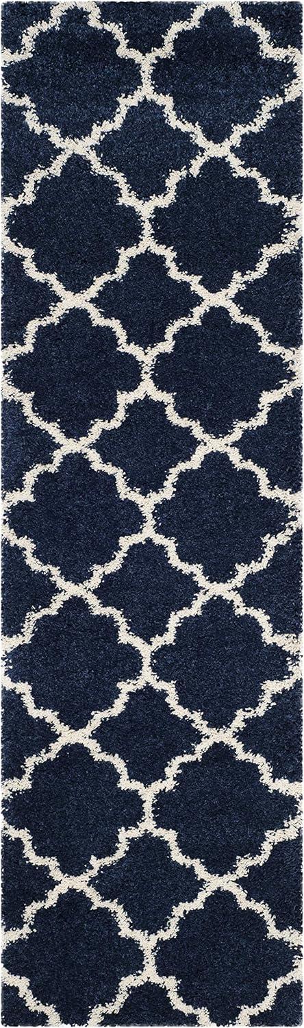 image:imageSAFAVIEH Hudson Shag Collection Area Rug 53 x 76 Grey amp Ivory Moroccan Trellis Design NonShedding amp Easy Care 2inch Thick Ideal for High Traffic Areas in Living Room Bedroom SGH282BNavyIvory