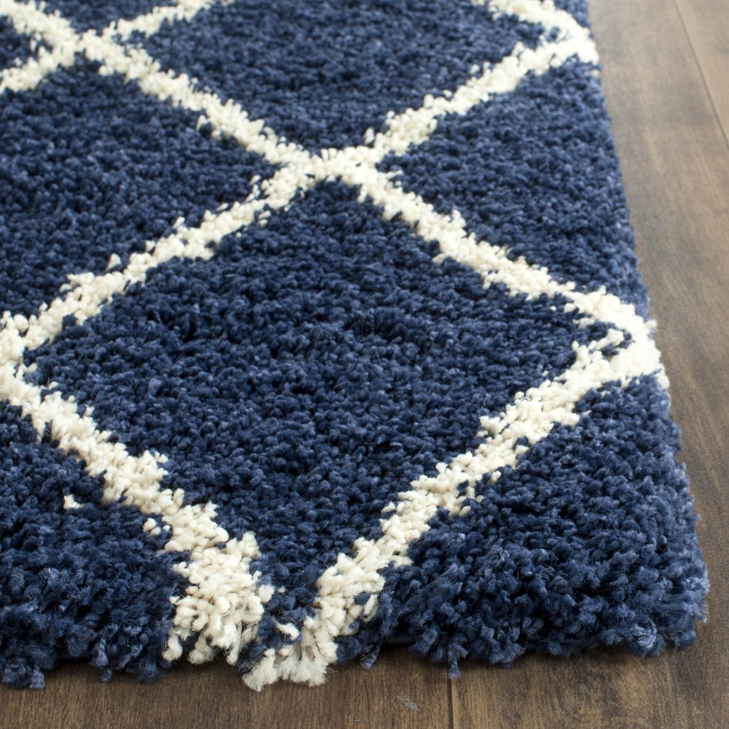 image:imageSAFAVIEH Hudson Shag Collection Area Rug 53 x 76 Ivory amp Grey Modern Trellis Design NonShedding amp Easy Care 2inch Thick Ideal for High Traffic Areas in Living Room Bedroom SGH281ANavyIvory