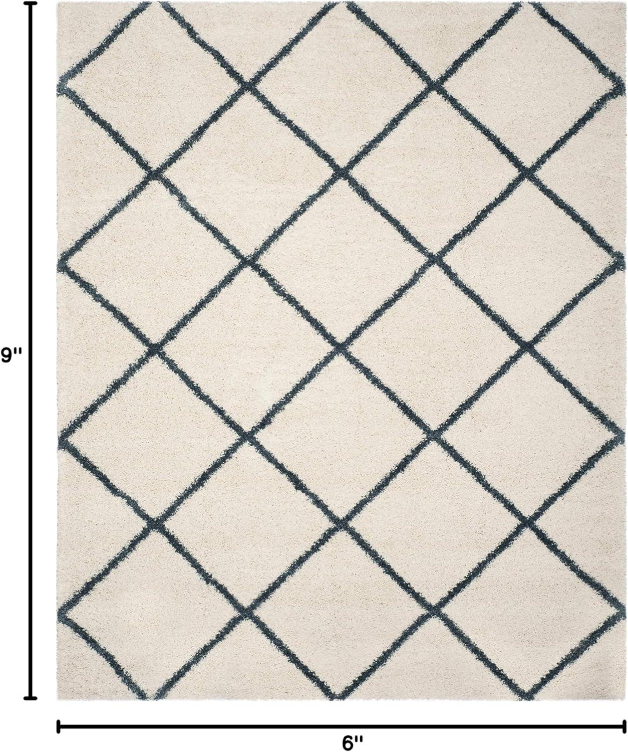 image:imageSAFAVIEH Hudson Shag Collection Area Rug 53 x 76 Ivory amp Grey Modern Trellis Design NonShedding amp Easy Care 2inch Thick Ideal for High Traffic Areas in Living Room Bedroom SGH281AIvorySteel Blue