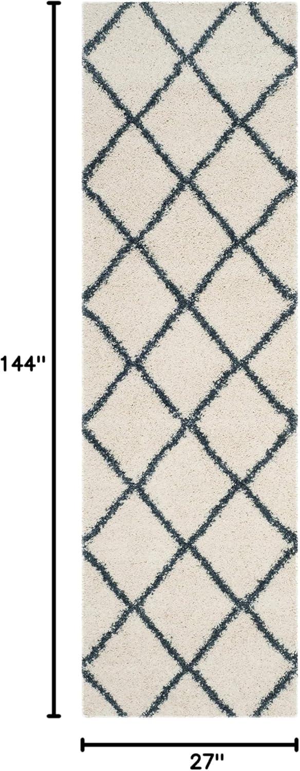image:imageSAFAVIEH Hudson Shag Collection Area Rug 53 x 76 Ivory amp Grey Modern Trellis Design NonShedding amp Easy Care 2inch Thick Ideal for High Traffic Areas in Living Room Bedroom SGH281AIvorySteel Blue