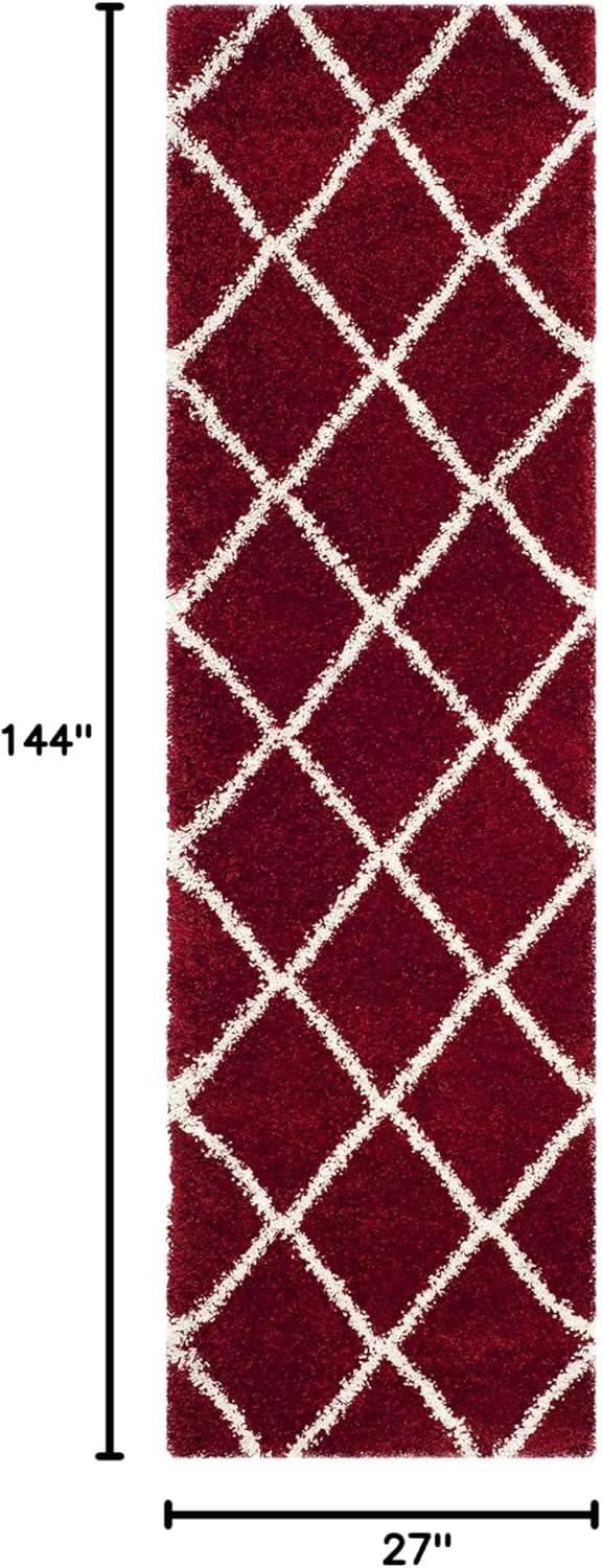 image:imageSAFAVIEH Hudson Shag Collection Area Rug 53 x 76 Ivory amp Grey Modern Trellis Design NonShedding amp Easy Care 2inch Thick Ideal for High Traffic Areas in Living Room Bedroom SGH281ARedIvory