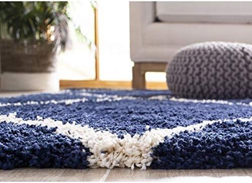 image:imageSAFAVIEH Hudson Shag Collection Area Rug 53 x 76 Ivory amp Grey Modern Trellis Design NonShedding amp Easy Care 2inch Thick Ideal for High Traffic Areas in Living Room Bedroom SGH281ANavyIvory