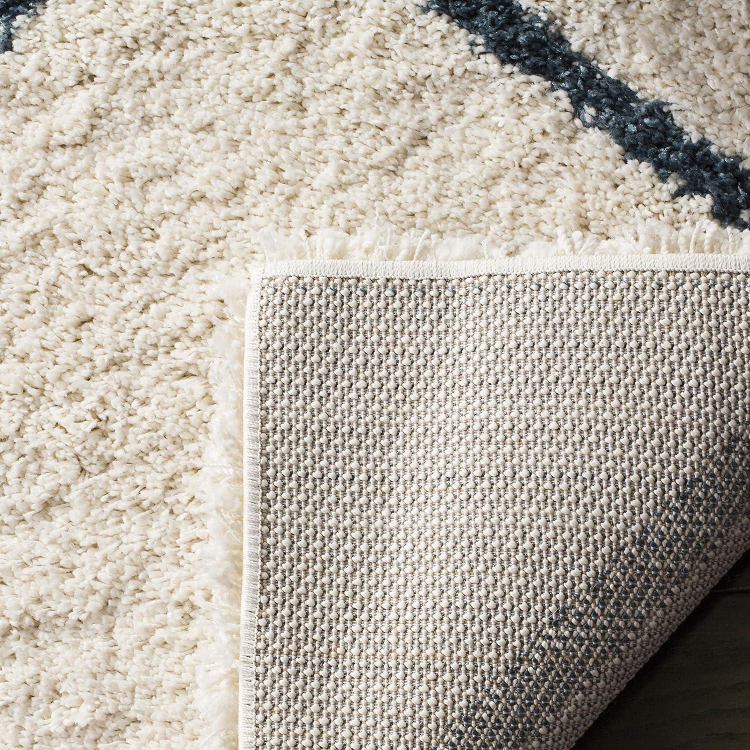 image:imageSAFAVIEH Hudson Shag Collection Area Rug 53 x 76 Ivory amp Grey Modern Trellis Design NonShedding amp Easy Care 2inch Thick Ideal for High Traffic Areas in Living Room Bedroom SGH281AIvorySteel Blue