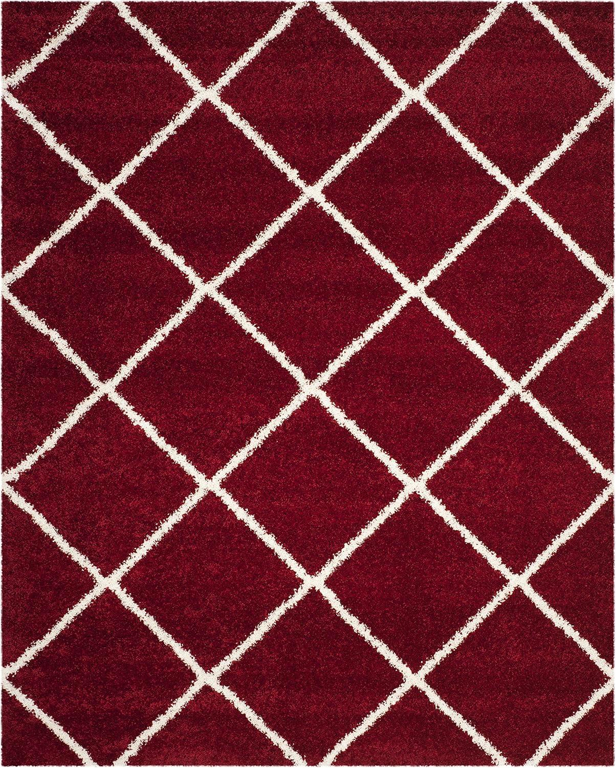 image:imageSAFAVIEH Hudson Shag Collection Area Rug 53 x 76 Ivory amp Grey Modern Trellis Design NonShedding amp Easy Care 2inch Thick Ideal for High Traffic Areas in Living Room Bedroom SGH281ARedIvory