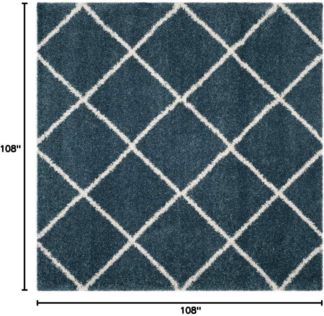 image:imageSAFAVIEH Hudson Shag Collection Area Rug 53 x 76 Ivory amp Grey Modern Trellis Design NonShedding amp Easy Care 2inch Thick Ideal for High Traffic Areas in Living Room Bedroom SGH281ASlate BlueIvory