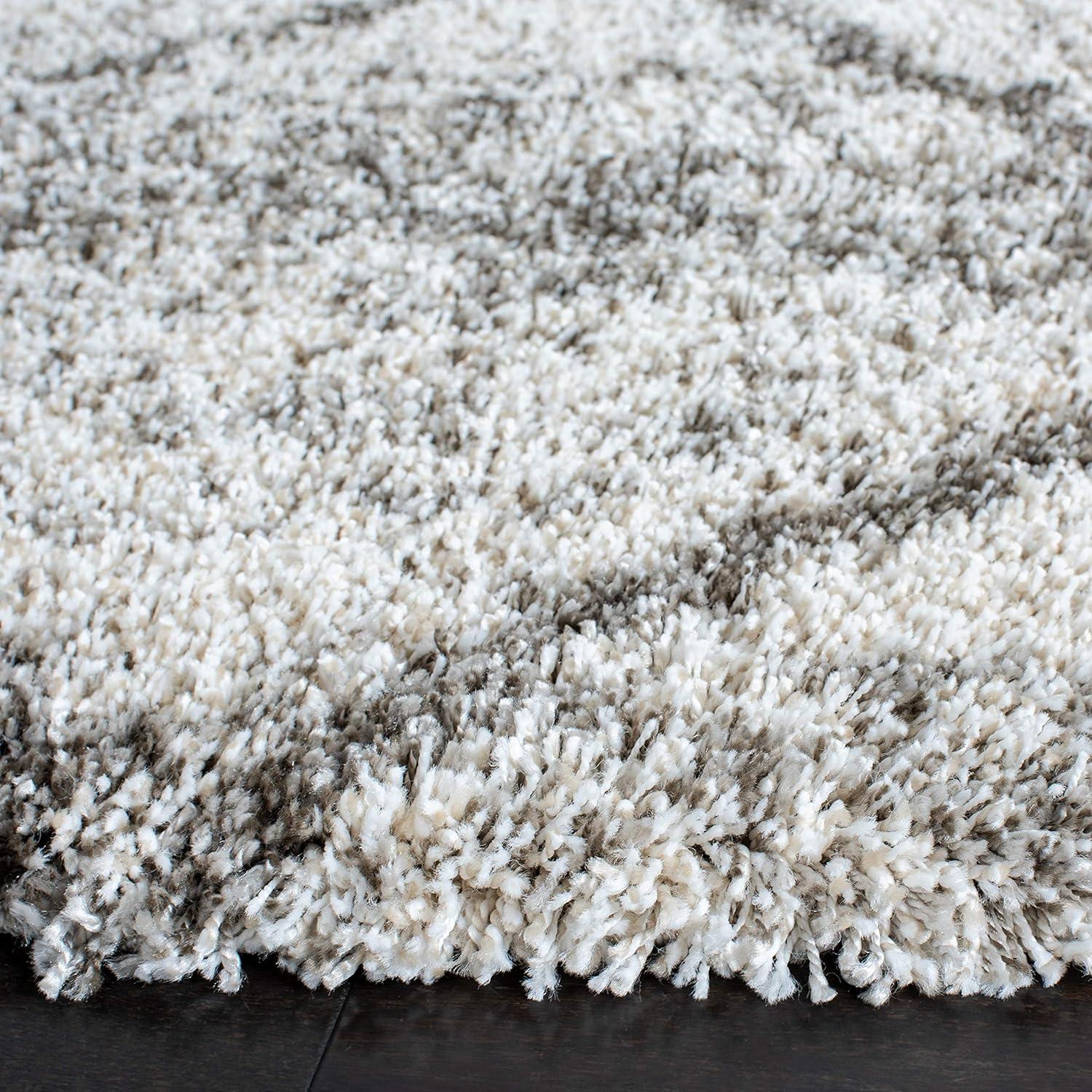 image:imageSAFAVIEH Hudson Shag Collection Area Rug 53 x 76 Ivory amp Grey Modern Trellis Design NonShedding amp Easy Care 2inch Thick Ideal for High Traffic Areas in Living Room Bedroom SGH281AGreyBeige