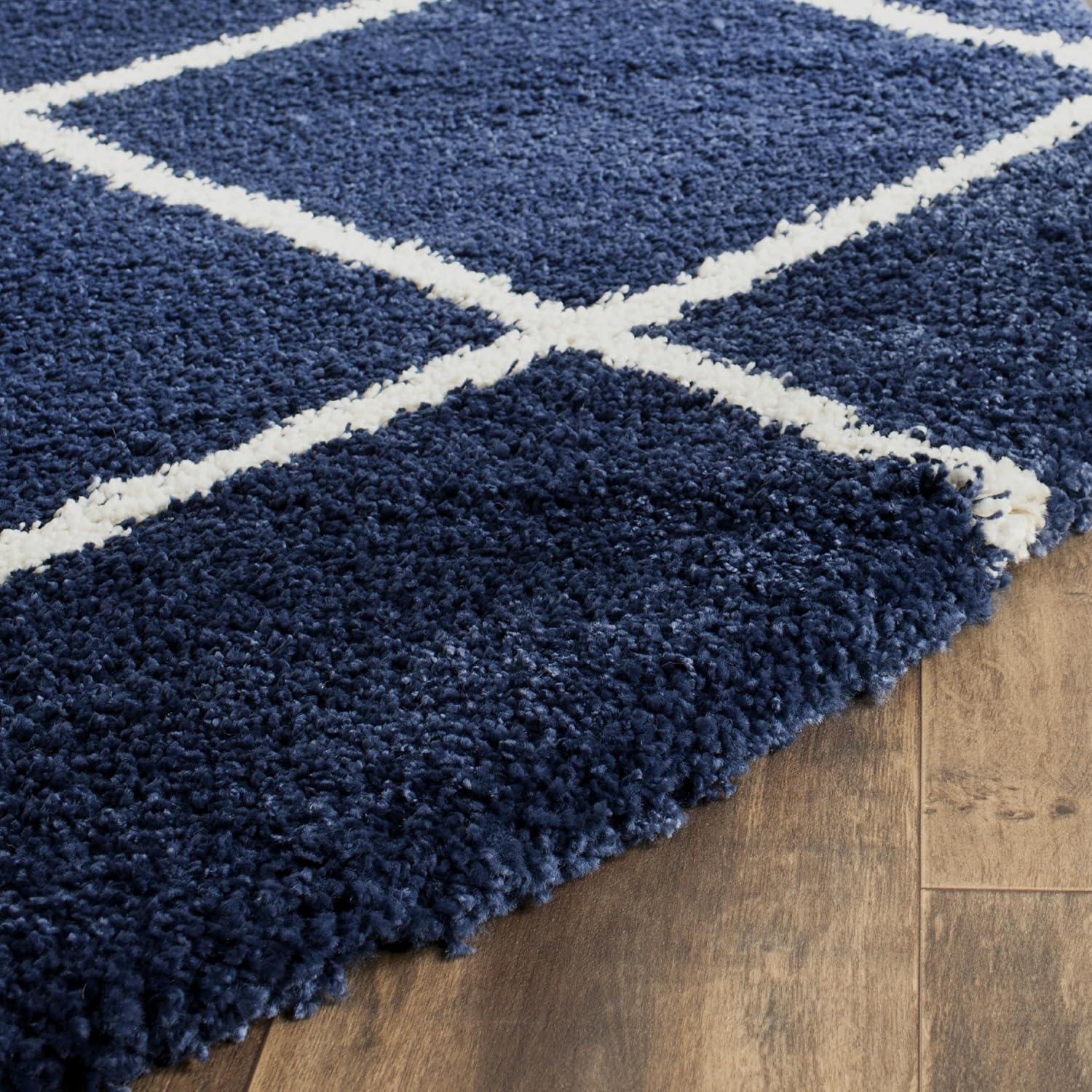 image:imageSAFAVIEH Hudson Shag Collection Area Rug 53 x 76 Ivory amp Grey Modern Trellis Design NonShedding amp Easy Care 2inch Thick Ideal for High Traffic Areas in Living Room Bedroom SGH281ANavyIvory