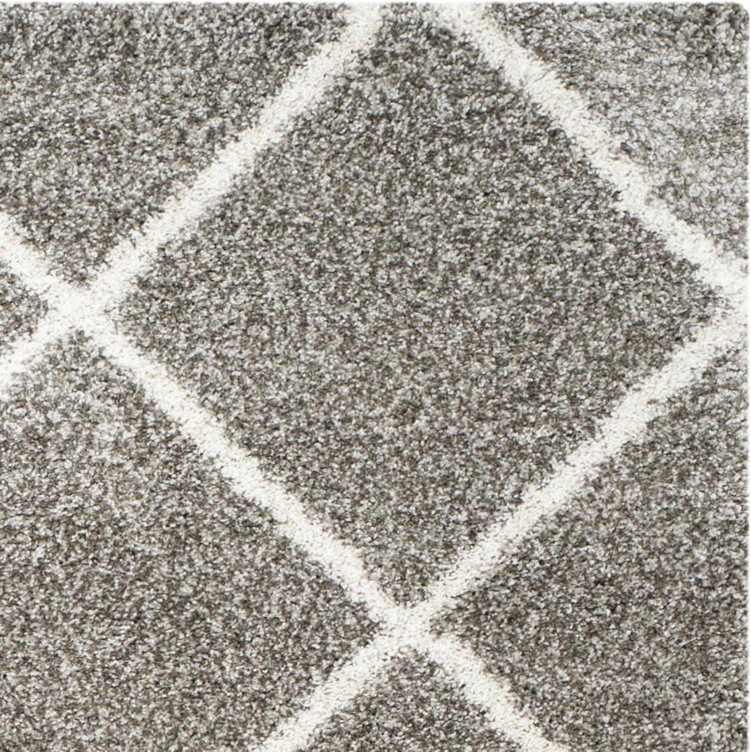 image:imageSAFAVIEH Hudson Shag Collection Area Rug 53 x 76 Ivory amp Grey Modern Trellis Design NonShedding amp Easy Care 2inch Thick Ideal for High Traffic Areas in Living Room Bedroom SGH281AGreyIvory
