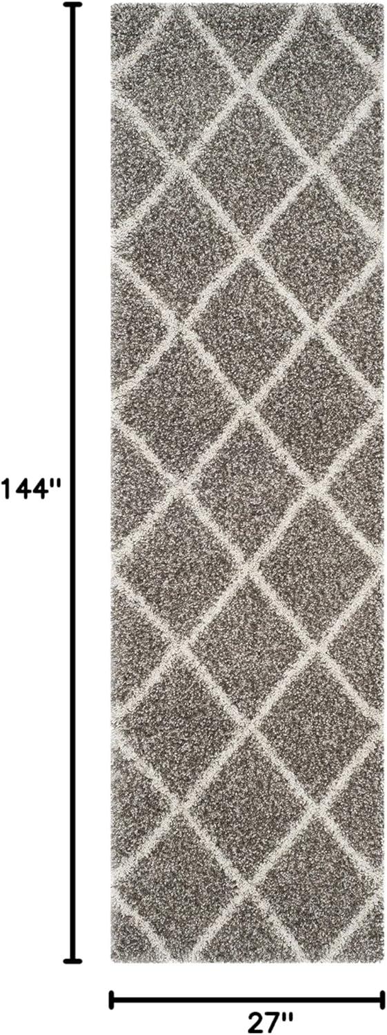 image:imageSAFAVIEH Hudson Shag Collection Area Rug 53 x 76 Ivory amp Grey Modern Trellis Design NonShedding amp Easy Care 2inch Thick Ideal for High Traffic Areas in Living Room Bedroom SGH281AGreyIvory