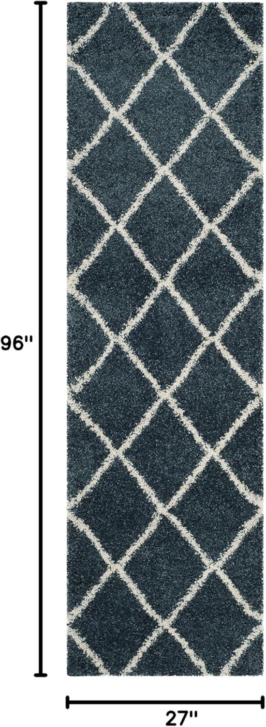 image:imageSAFAVIEH Hudson Shag Collection Area Rug 53 x 76 Ivory amp Grey Modern Trellis Design NonShedding amp Easy Care 2inch Thick Ideal for High Traffic Areas in Living Room Bedroom SGH281ASlate BlueIvory