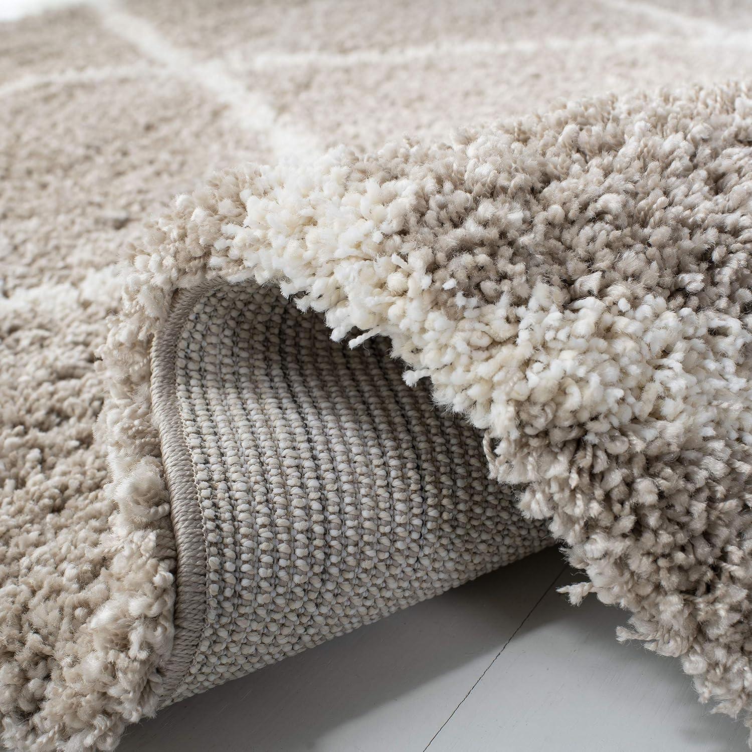 image:imageSAFAVIEH Hudson Shag Collection Area Rug 53 x 76 Ivory amp Grey Modern Trellis Design NonShedding amp Easy Care 2inch Thick Ideal for High Traffic Areas in Living Room Bedroom SGH281ABeigeIvory