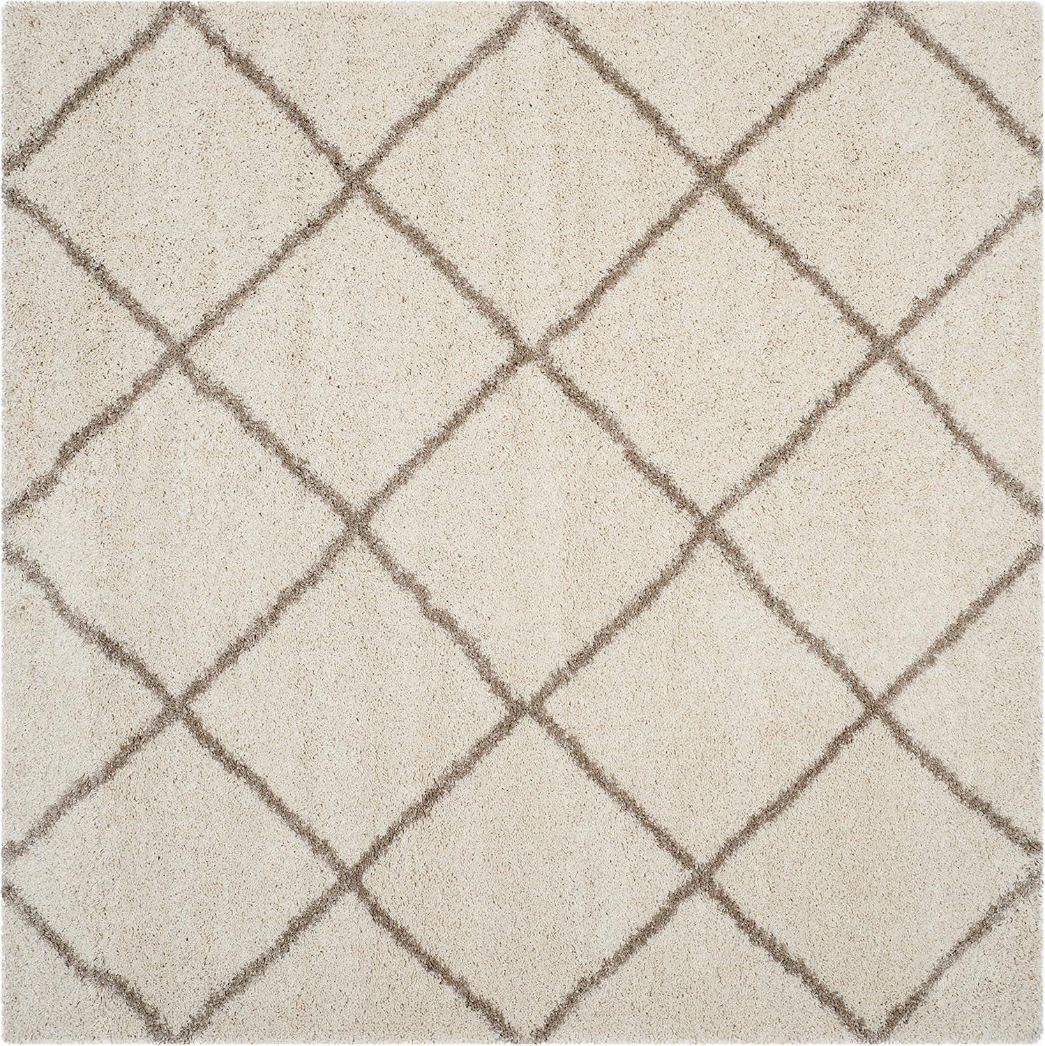 image:imageSAFAVIEH Hudson Shag Collection Area Rug 53 x 76 Ivory amp Grey Modern Trellis Design NonShedding amp Easy Care 2inch Thick Ideal for High Traffic Areas in Living Room Bedroom SGH281AIvoryBeige