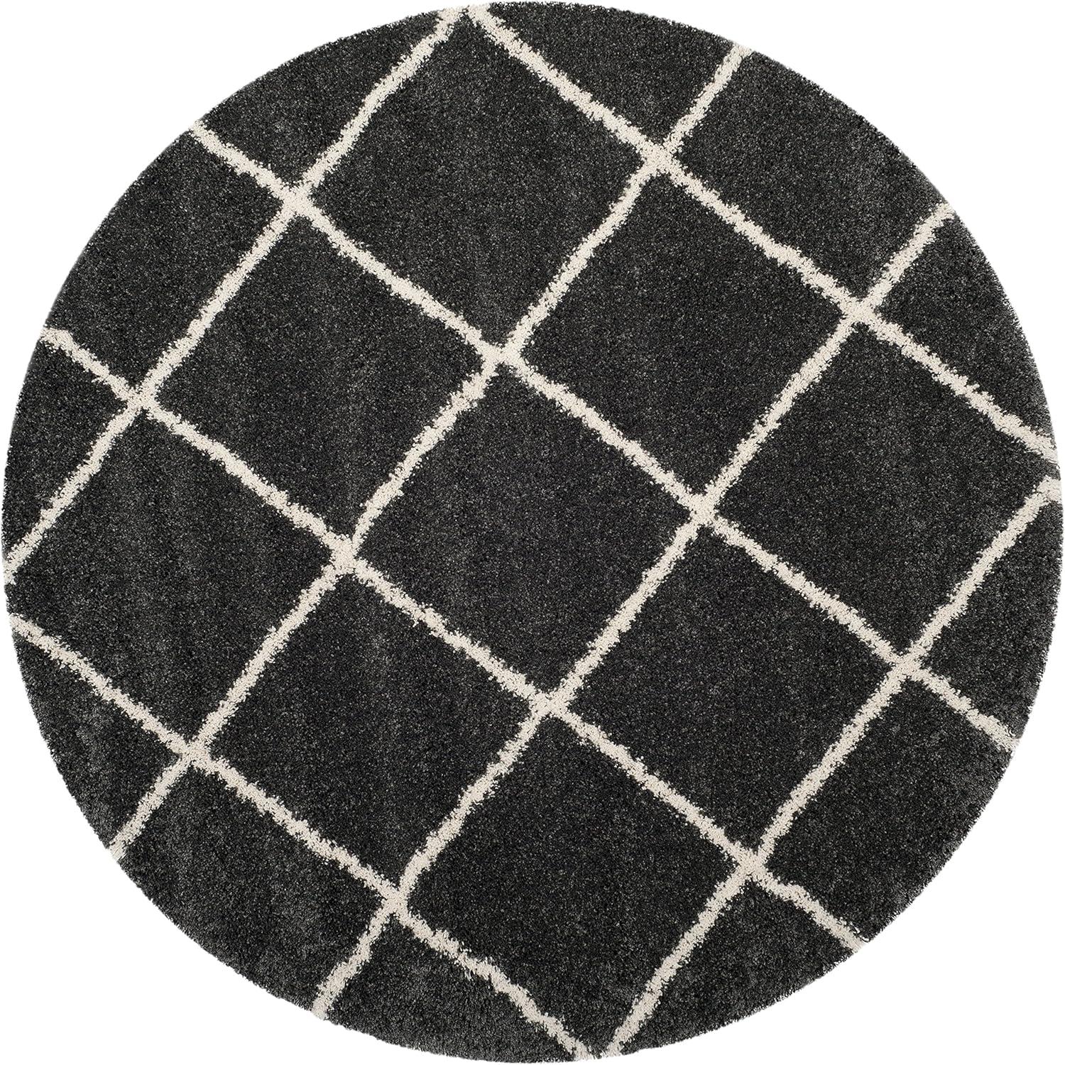 image:imageSAFAVIEH Hudson Shag Collection Area Rug 53 x 76 Ivory amp Grey Modern Trellis Design NonShedding amp Easy Care 2inch Thick Ideal for High Traffic Areas in Living Room Bedroom SGH281ADark GreyIvory