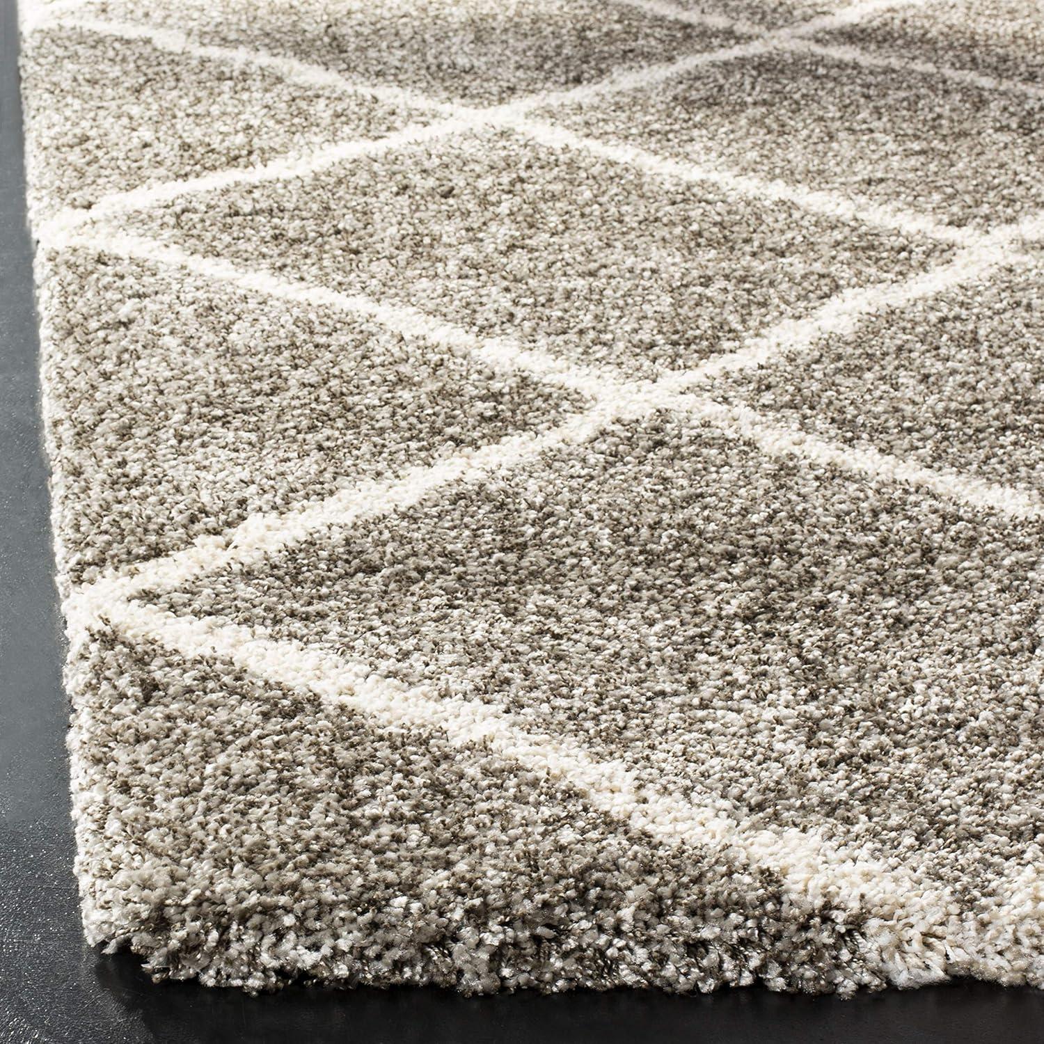 image:imageSAFAVIEH Hudson Shag Collection Area Rug 53 x 76 Ivory amp Grey Modern Trellis Design NonShedding amp Easy Care 2inch Thick Ideal for High Traffic Areas in Living Room Bedroom SGH281AGreyIvory