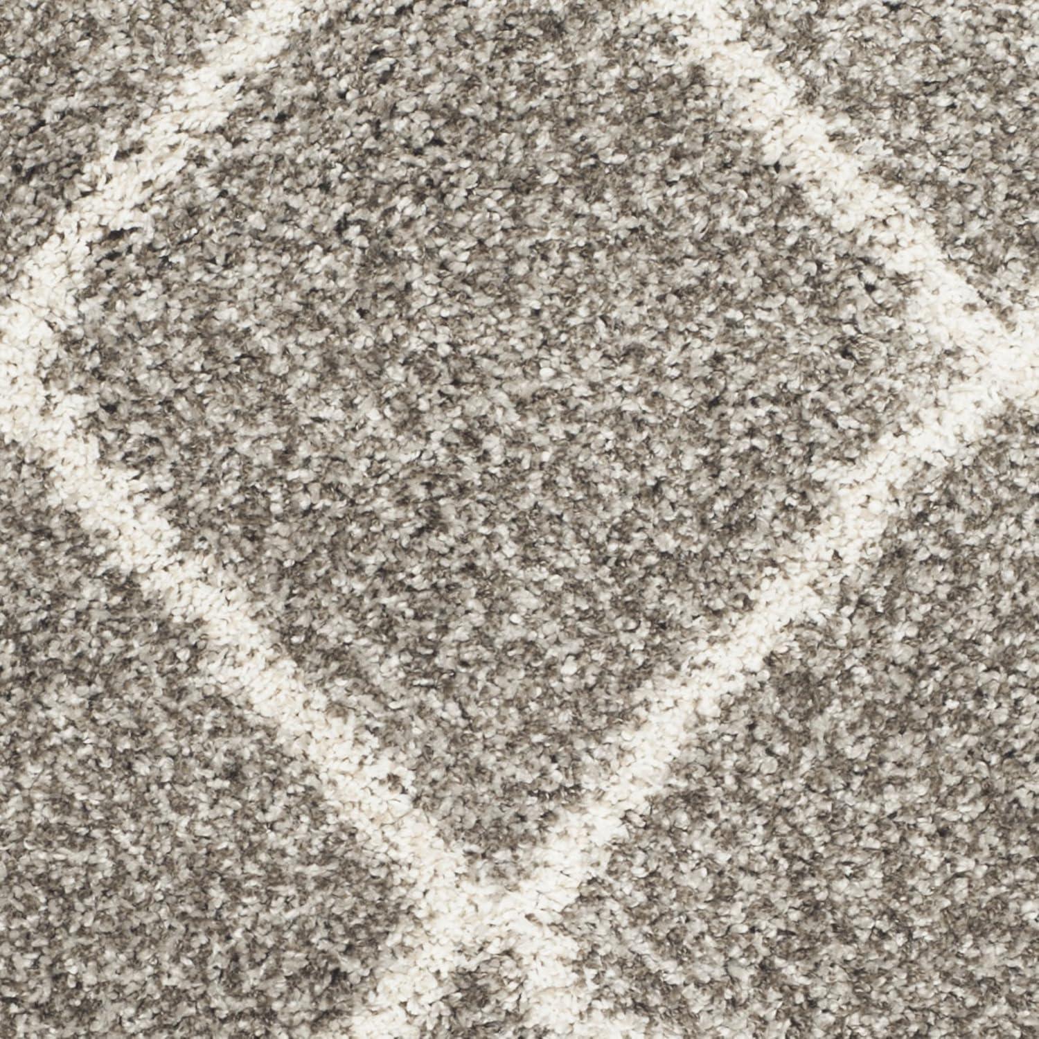 image:imageSAFAVIEH Hudson Shag Collection Area Rug 53 x 76 Ivory amp Grey Modern Trellis Design NonShedding amp Easy Care 2inch Thick Ideal for High Traffic Areas in Living Room Bedroom SGH281AGreyIvory