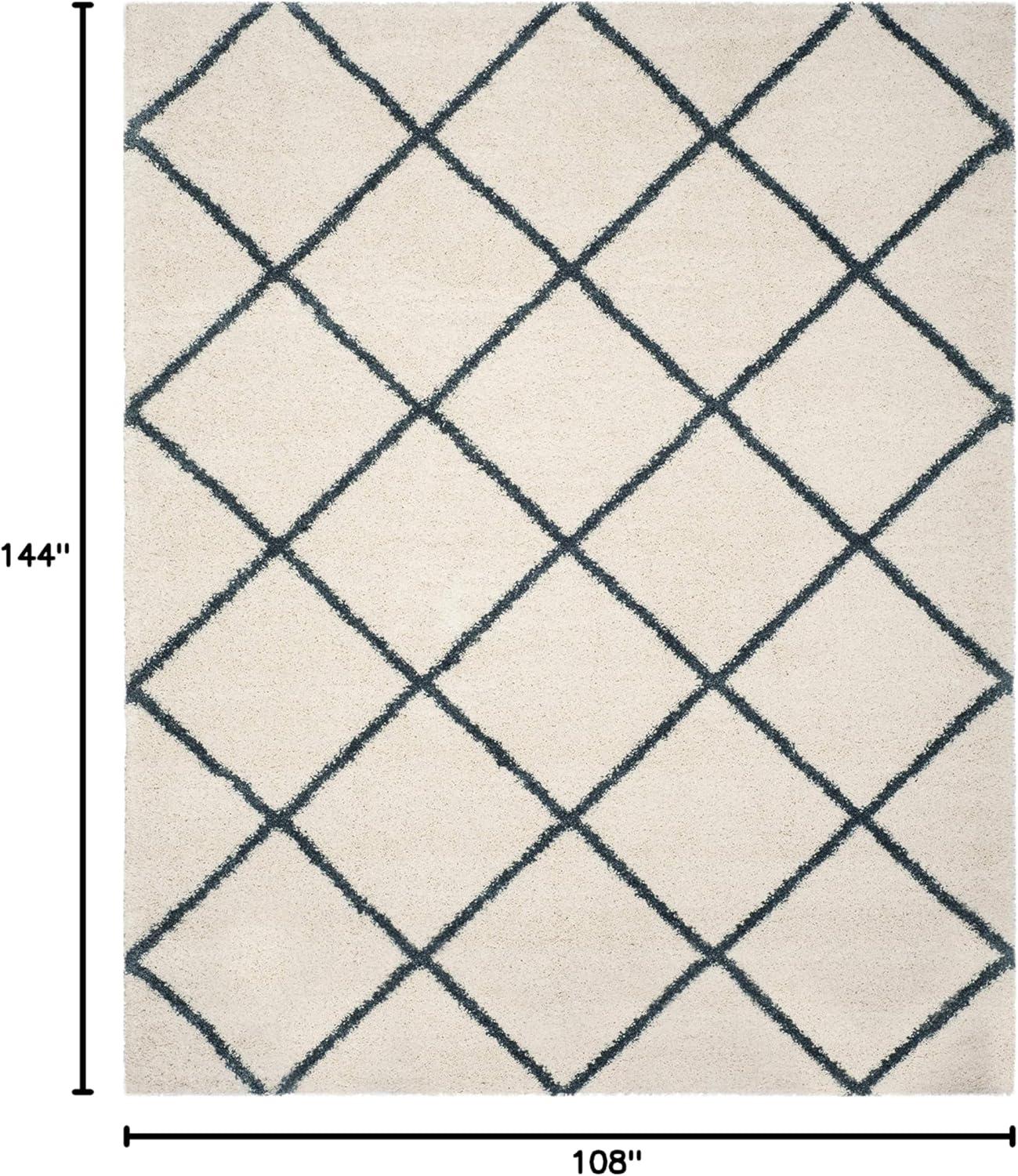 image:imageSAFAVIEH Hudson Shag Collection Area Rug 53 x 76 Ivory amp Grey Modern Trellis Design NonShedding amp Easy Care 2inch Thick Ideal for High Traffic Areas in Living Room Bedroom SGH281AIvorySteel Blue