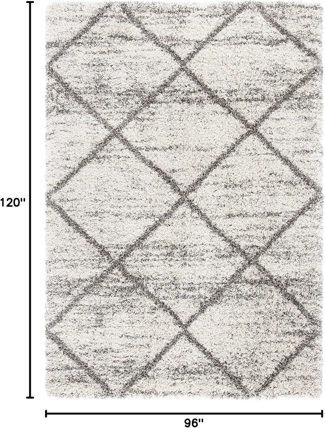 image:imageSAFAVIEH Hudson Shag Collection Area Rug 53 x 76 Ivory amp Grey Modern Trellis Design NonShedding amp Easy Care 2inch Thick Ideal for High Traffic Areas in Living Room Bedroom SGH281AGreyBeige