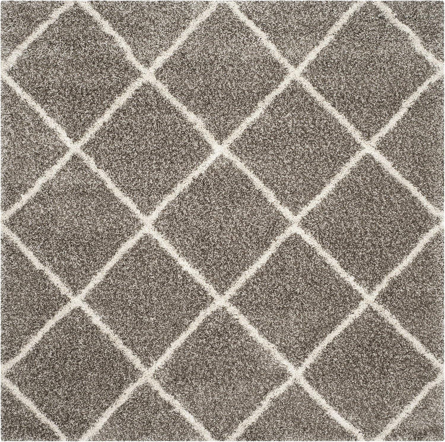 image:imageSAFAVIEH Hudson Shag Collection Area Rug 53 x 76 Ivory amp Grey Modern Trellis Design NonShedding amp Easy Care 2inch Thick Ideal for High Traffic Areas in Living Room Bedroom SGH281AGreyIvory
