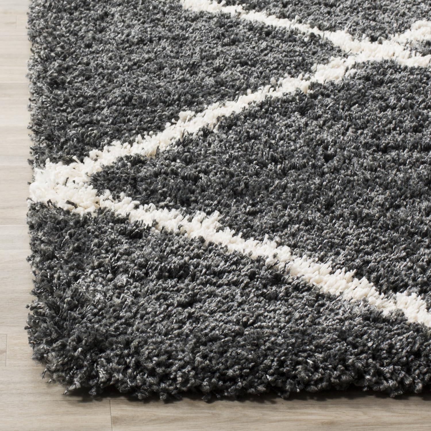 image:imageSAFAVIEH Hudson Shag Collection Area Rug 53 x 76 Ivory amp Grey Modern Trellis Design NonShedding amp Easy Care 2inch Thick Ideal for High Traffic Areas in Living Room Bedroom SGH281ADark GreyIvory