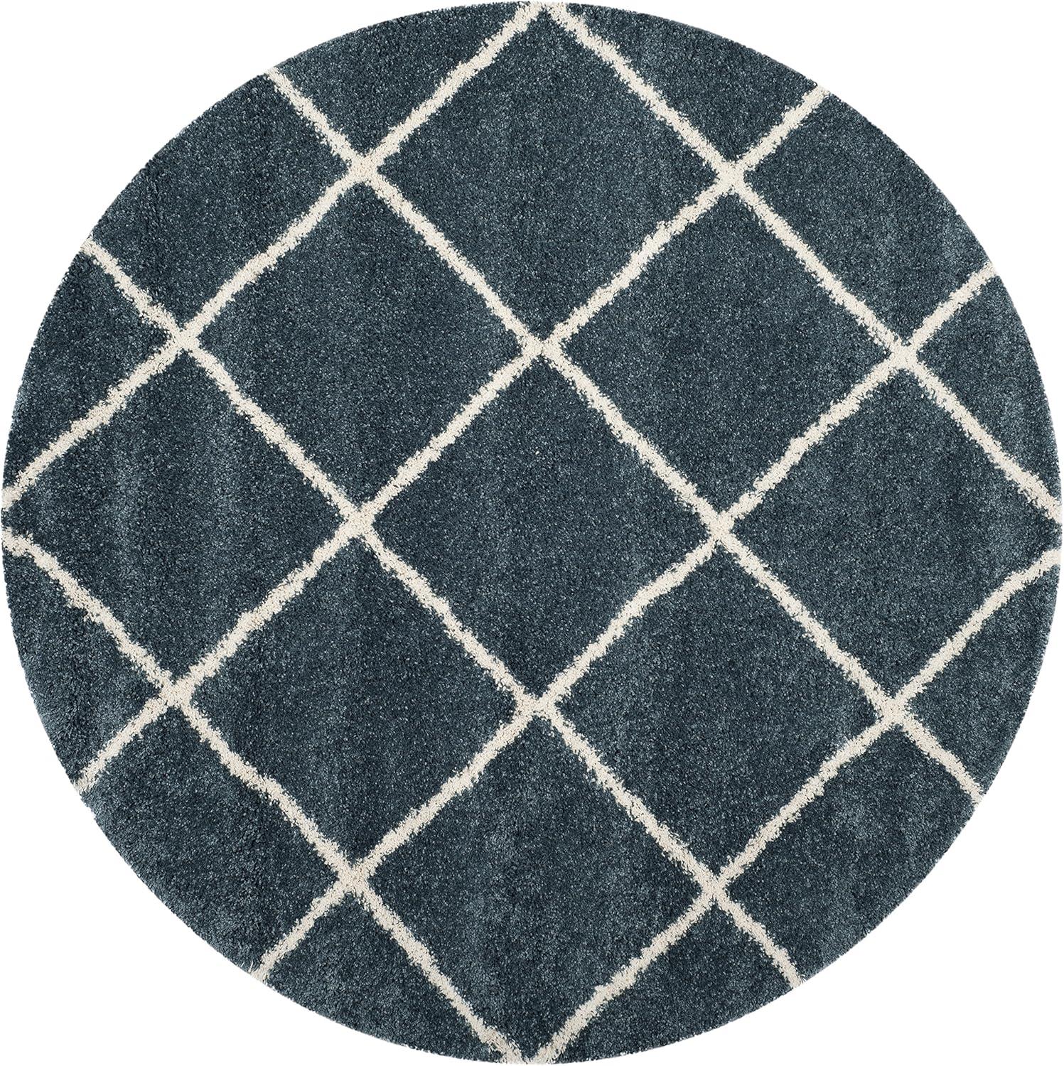 image:imageSAFAVIEH Hudson Shag Collection Area Rug 53 x 76 Ivory amp Grey Modern Trellis Design NonShedding amp Easy Care 2inch Thick Ideal for High Traffic Areas in Living Room Bedroom SGH281ASlate BlueIvory