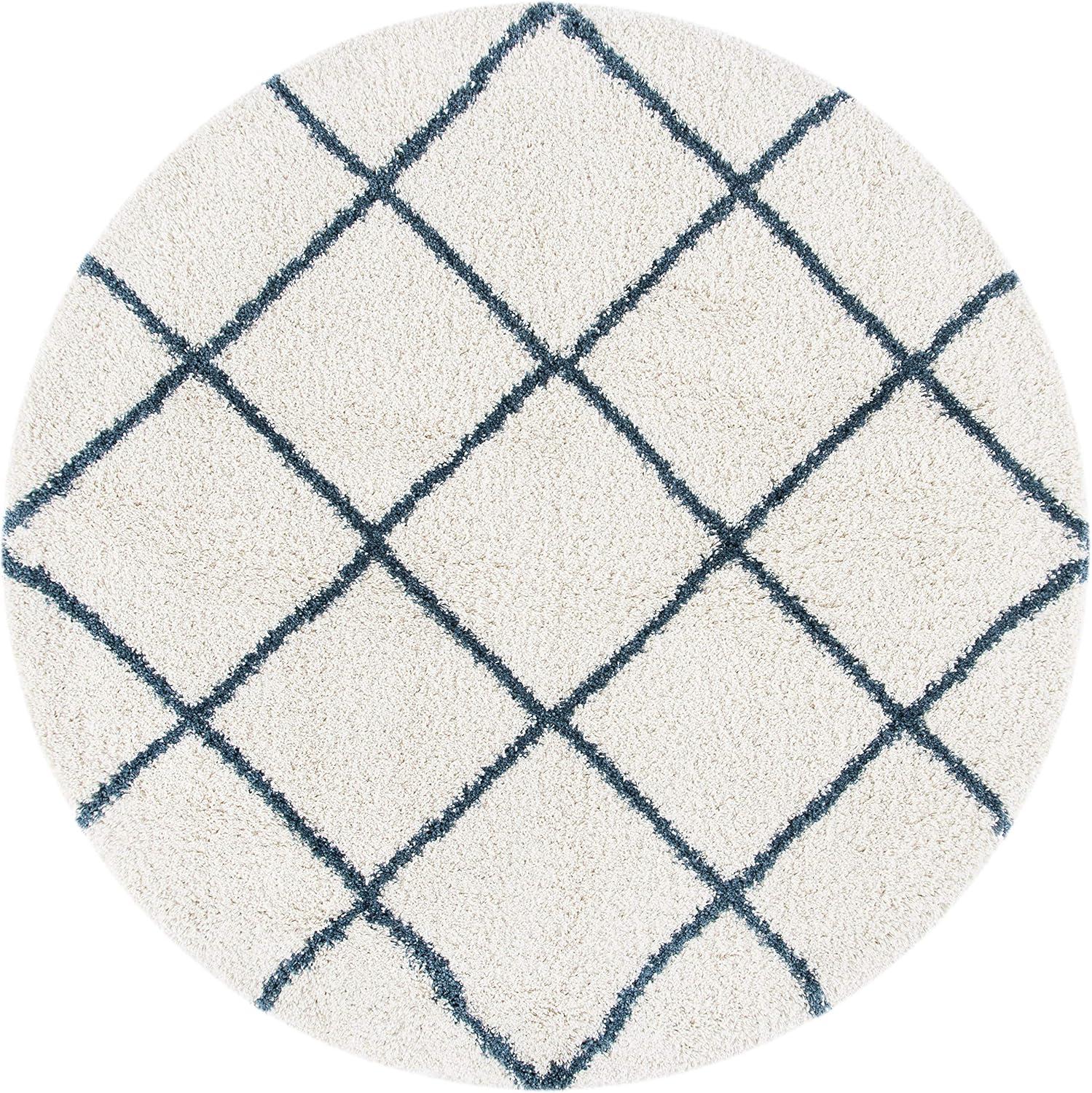 image:imageSAFAVIEH Hudson Shag Collection Area Rug 53 x 76 Ivory amp Grey Modern Trellis Design NonShedding amp Easy Care 2inch Thick Ideal for High Traffic Areas in Living Room Bedroom SGH281AIvorySteel Blue