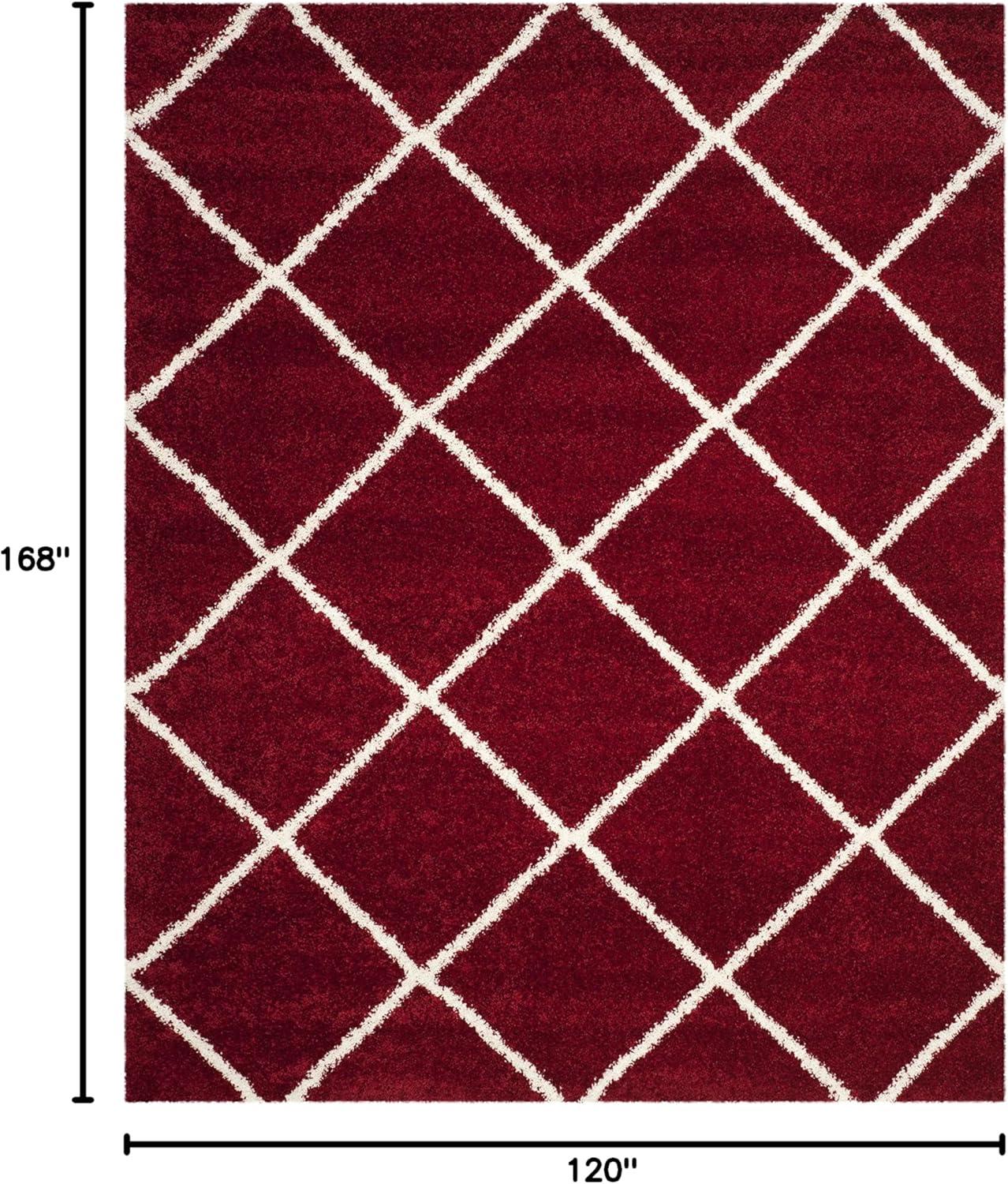 image:imageSAFAVIEH Hudson Shag Collection Area Rug 53 x 76 Ivory amp Grey Modern Trellis Design NonShedding amp Easy Care 2inch Thick Ideal for High Traffic Areas in Living Room Bedroom SGH281ARedIvory