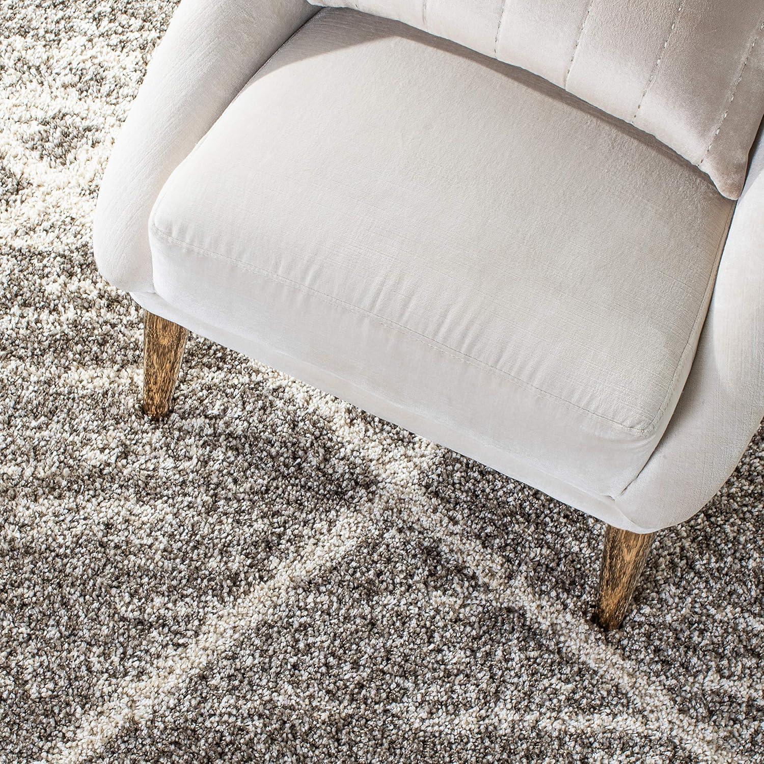 image:imageSAFAVIEH Hudson Shag Collection Area Rug 53 x 76 Ivory amp Grey Modern Trellis Design NonShedding amp Easy Care 2inch Thick Ideal for High Traffic Areas in Living Room Bedroom SGH281ADistressed GreyIvory