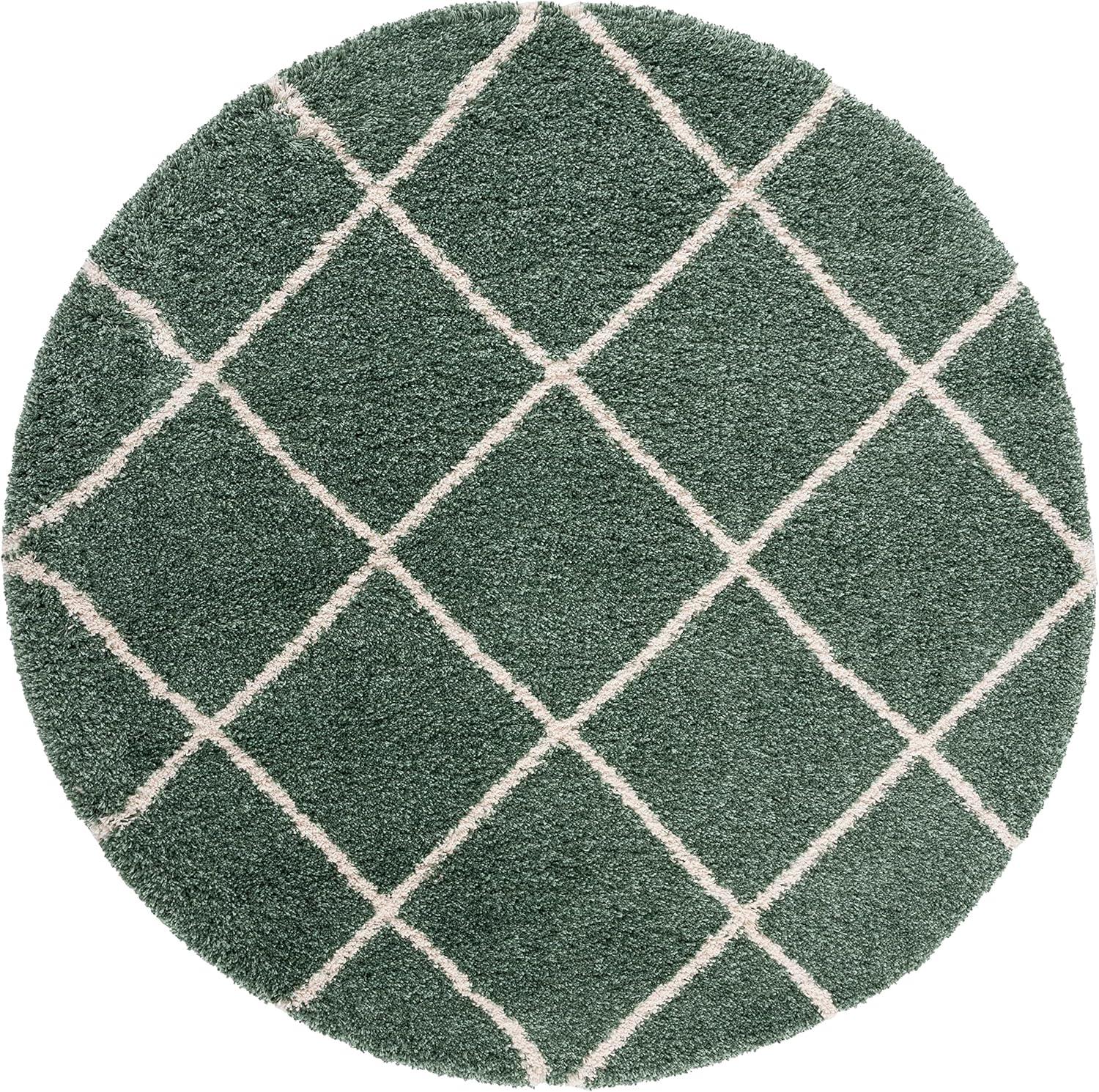 image:imageSAFAVIEH Hudson Shag Collection Area Rug 53 x 76 Ivory amp Grey Modern Trellis Design NonShedding amp Easy Care 2inch Thick Ideal for High Traffic Areas in Living Room Bedroom SGH281AGreenIvory