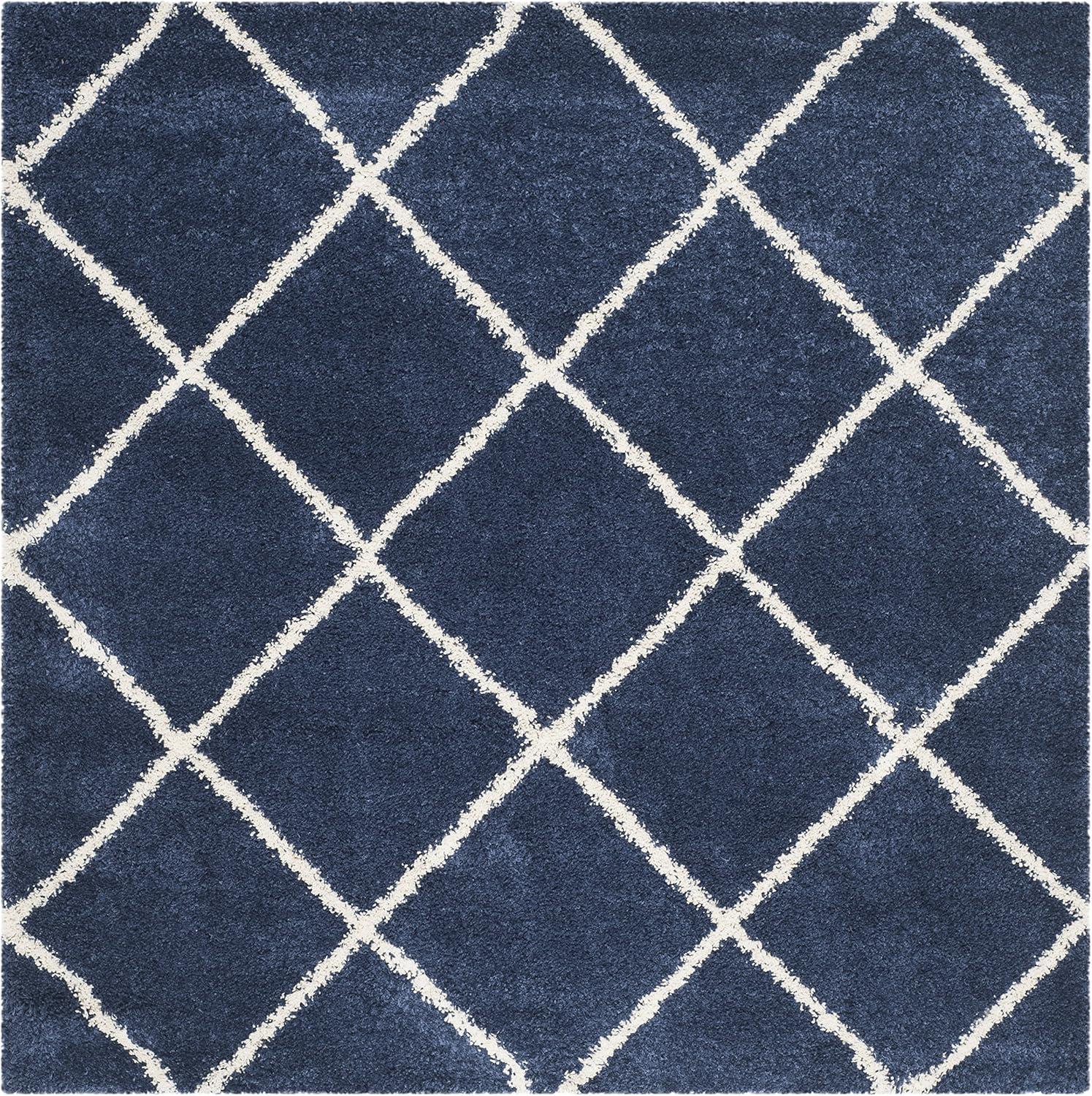 image:imageSAFAVIEH Hudson Shag Collection Area Rug 53 x 76 Ivory amp Grey Modern Trellis Design NonShedding amp Easy Care 2inch Thick Ideal for High Traffic Areas in Living Room Bedroom SGH281ANavyIvory