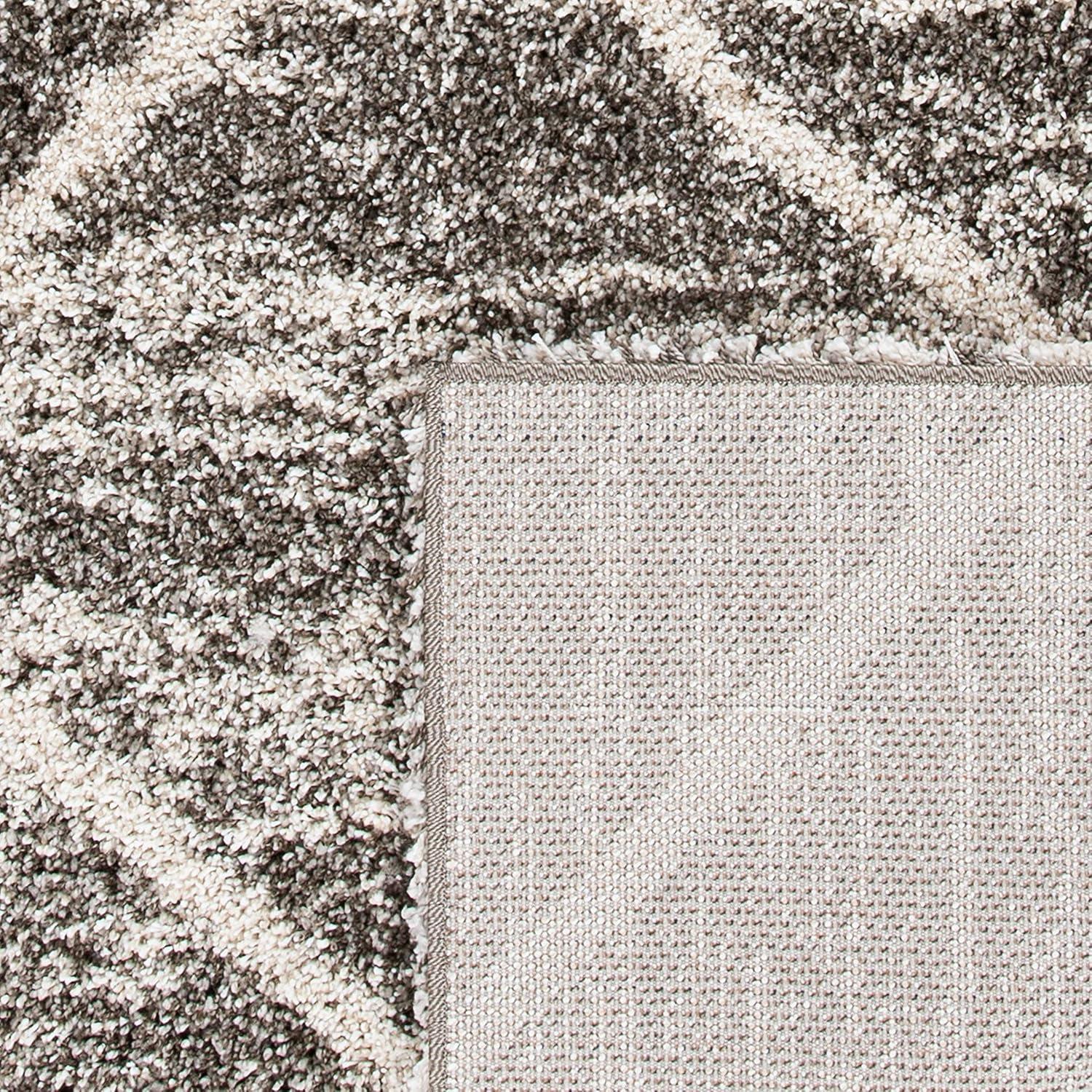image:imageSAFAVIEH Hudson Shag Collection Area Rug 53 x 76 Ivory amp Grey Modern Trellis Design NonShedding amp Easy Care 2inch Thick Ideal for High Traffic Areas in Living Room Bedroom SGH281ADistressed GreyIvory