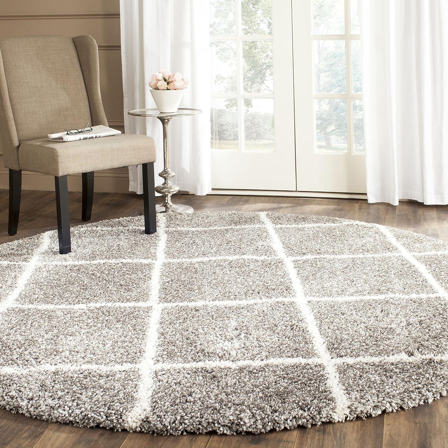 image:imageSAFAVIEH Hudson Shag Collection Area Rug 53 x 76 Ivory amp Grey Modern Trellis Design NonShedding amp Easy Care 2inch Thick Ideal for High Traffic Areas in Living Room Bedroom SGH281AGreyIvory