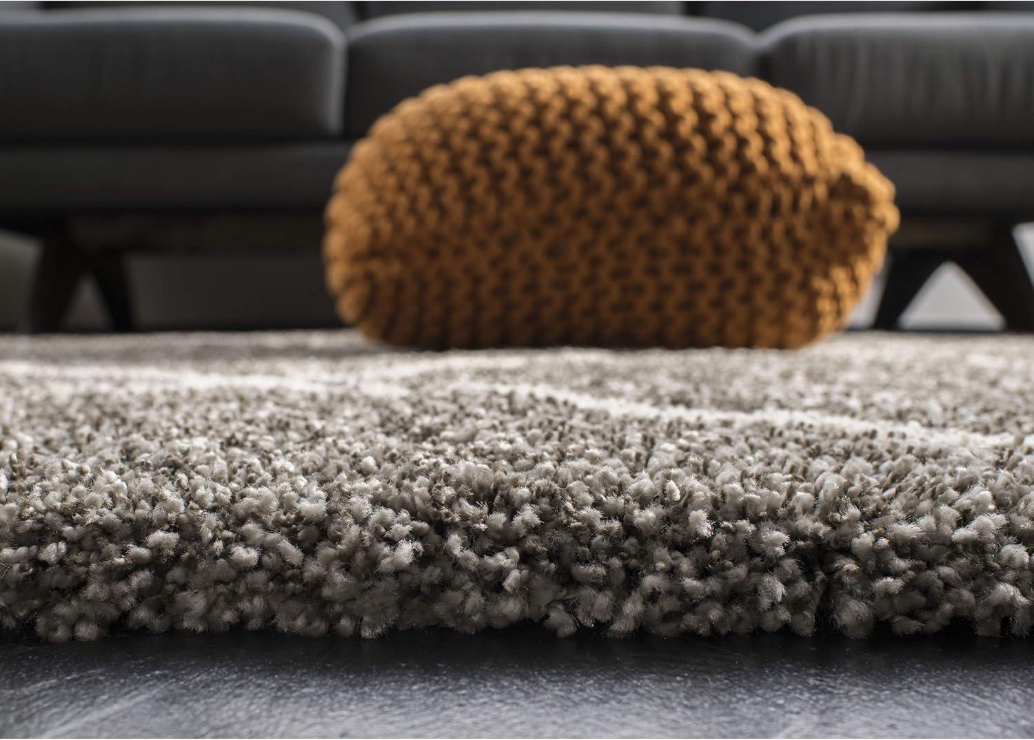image:imageSAFAVIEH Hudson Shag Collection Area Rug 53 x 76 Ivory amp Grey Modern Trellis Design NonShedding amp Easy Care 2inch Thick Ideal for High Traffic Areas in Living Room Bedroom SGH281AGreyIvory